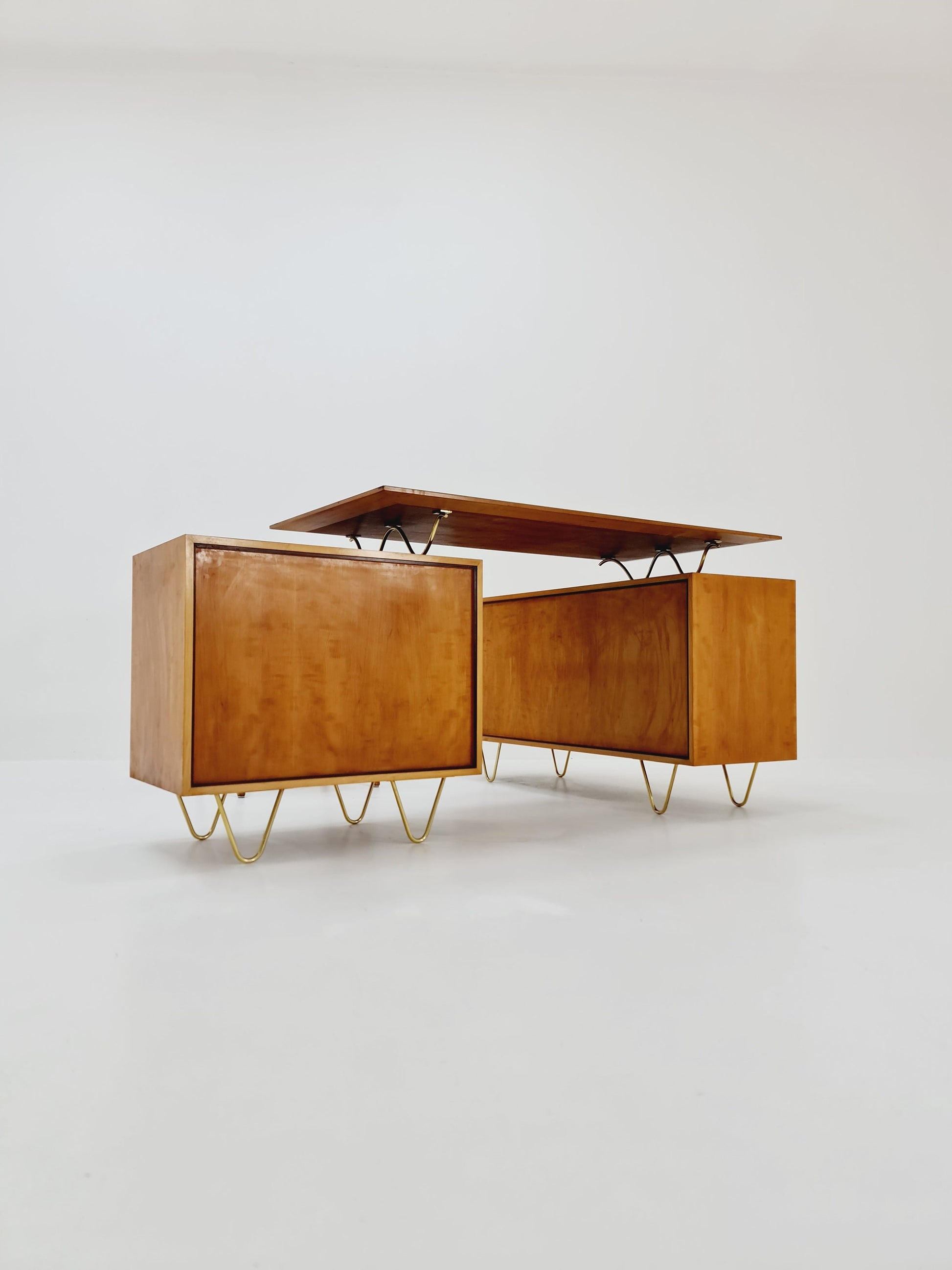 Super Rare Mid century vintage desk with attached sideboard by Alfred Altherr, 1950s