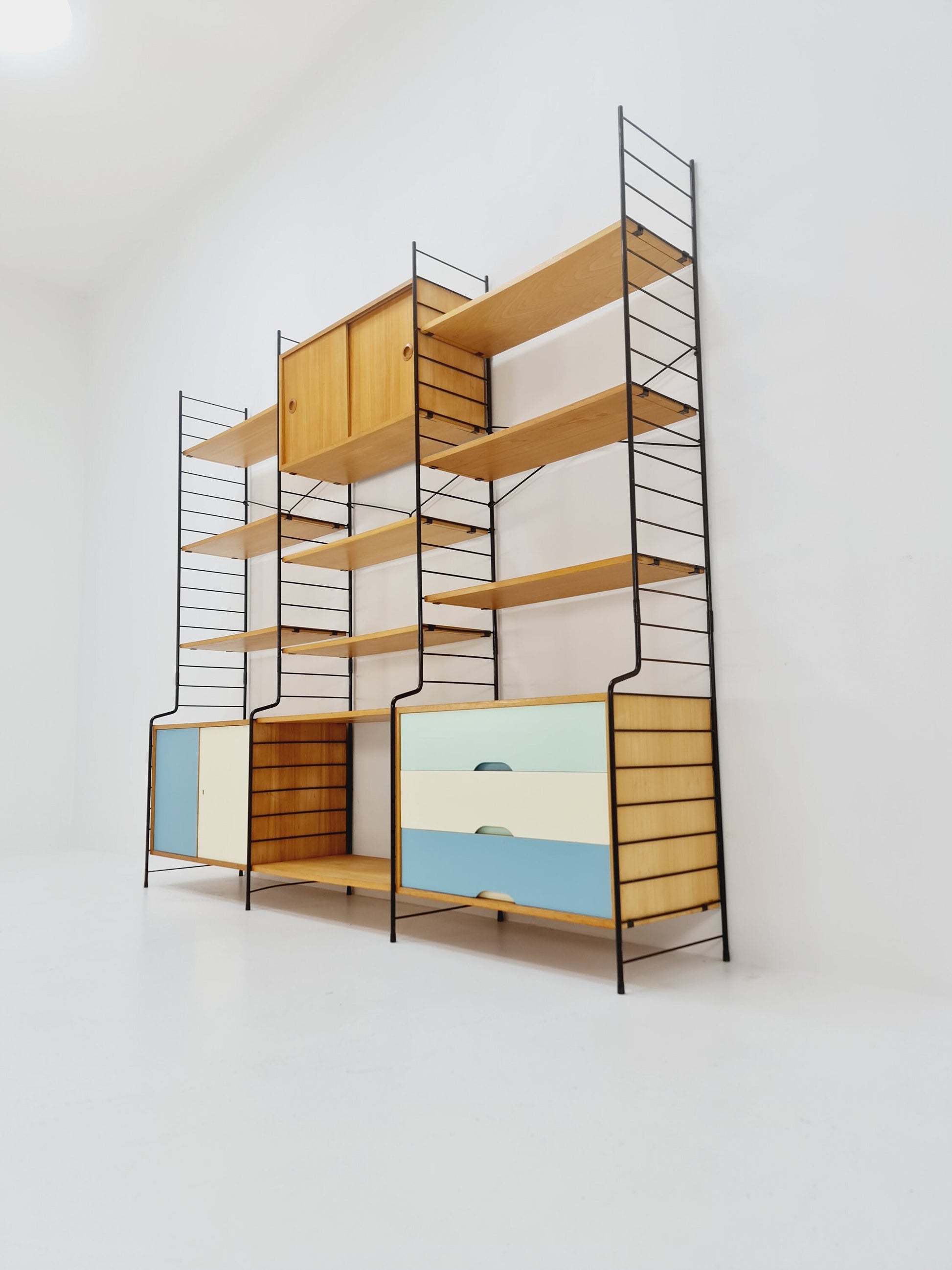 Mid century String shelf-system, bookcase Eshe by WHB Germany, 1950s