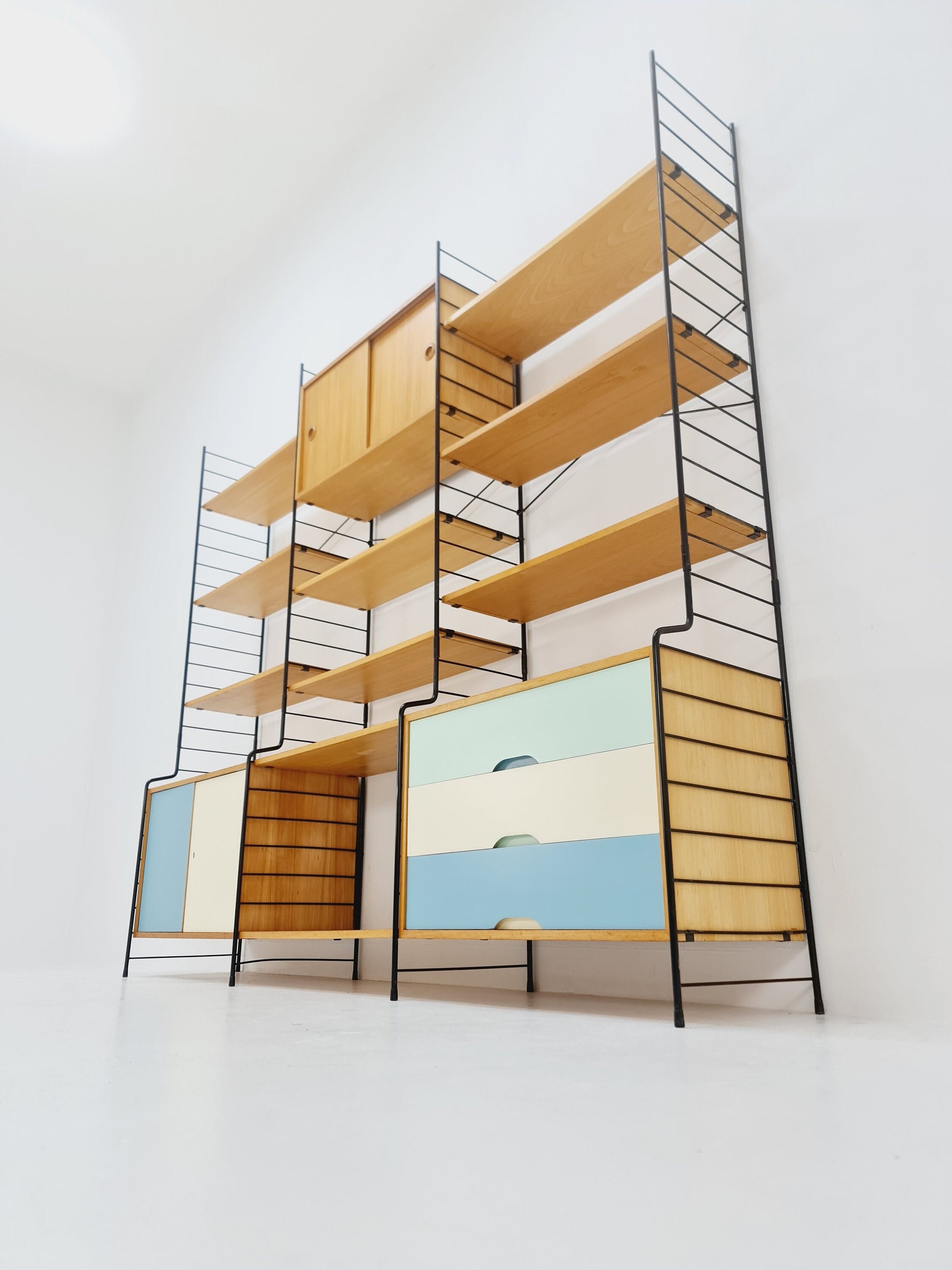 Mid century String shelf-system, bookcase Eshe by WHB Germany, 1950s