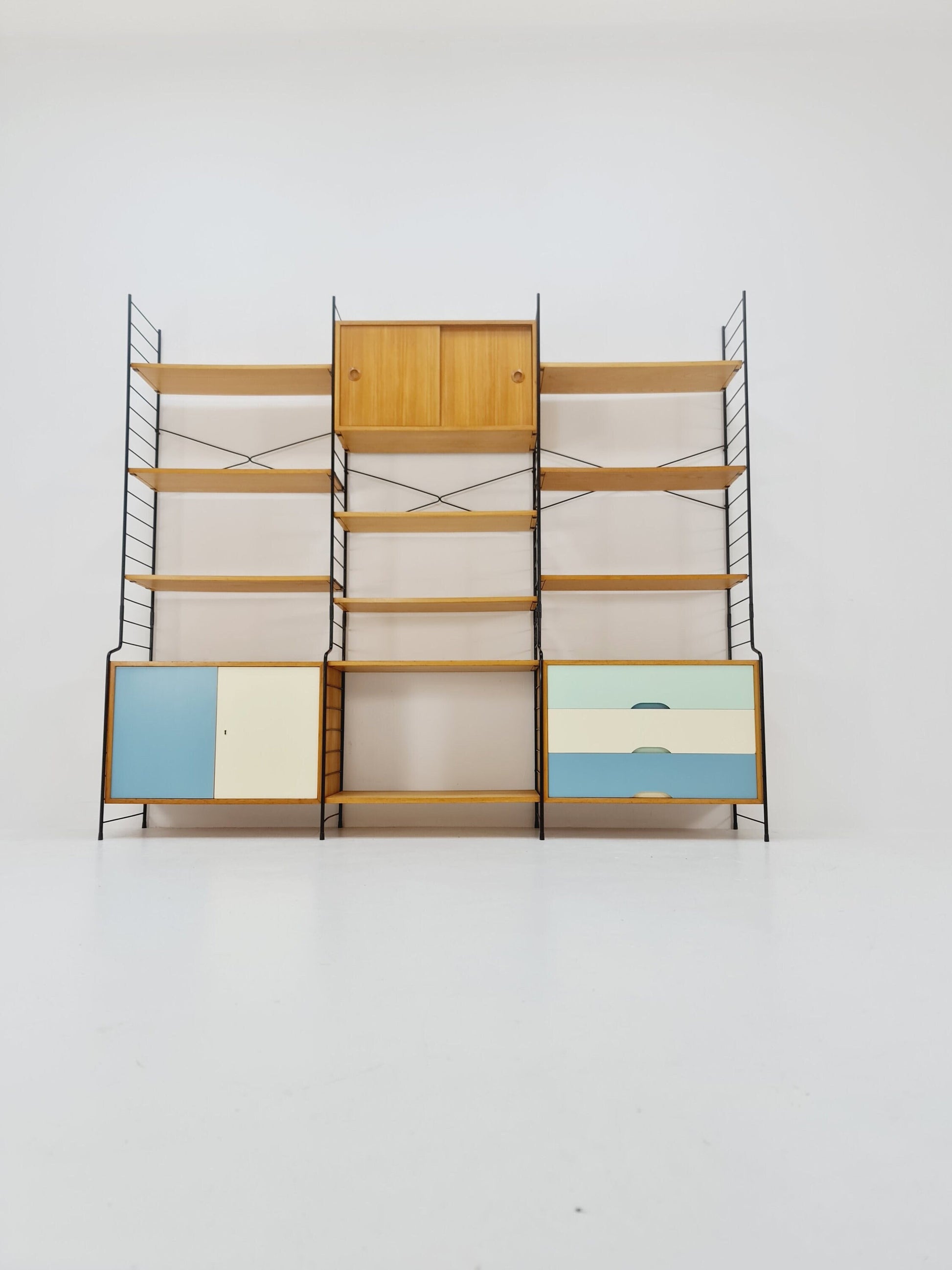 Mid century String shelf-system, bookcase Eshe by WHB Germany, 1950s