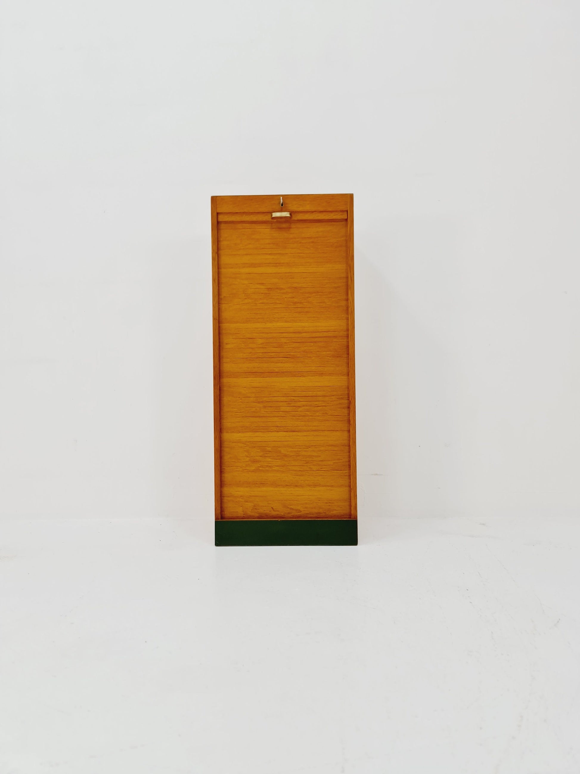 Mid century German roll document cabinet in Oak Wood by MW Büro Möbel , 1950s