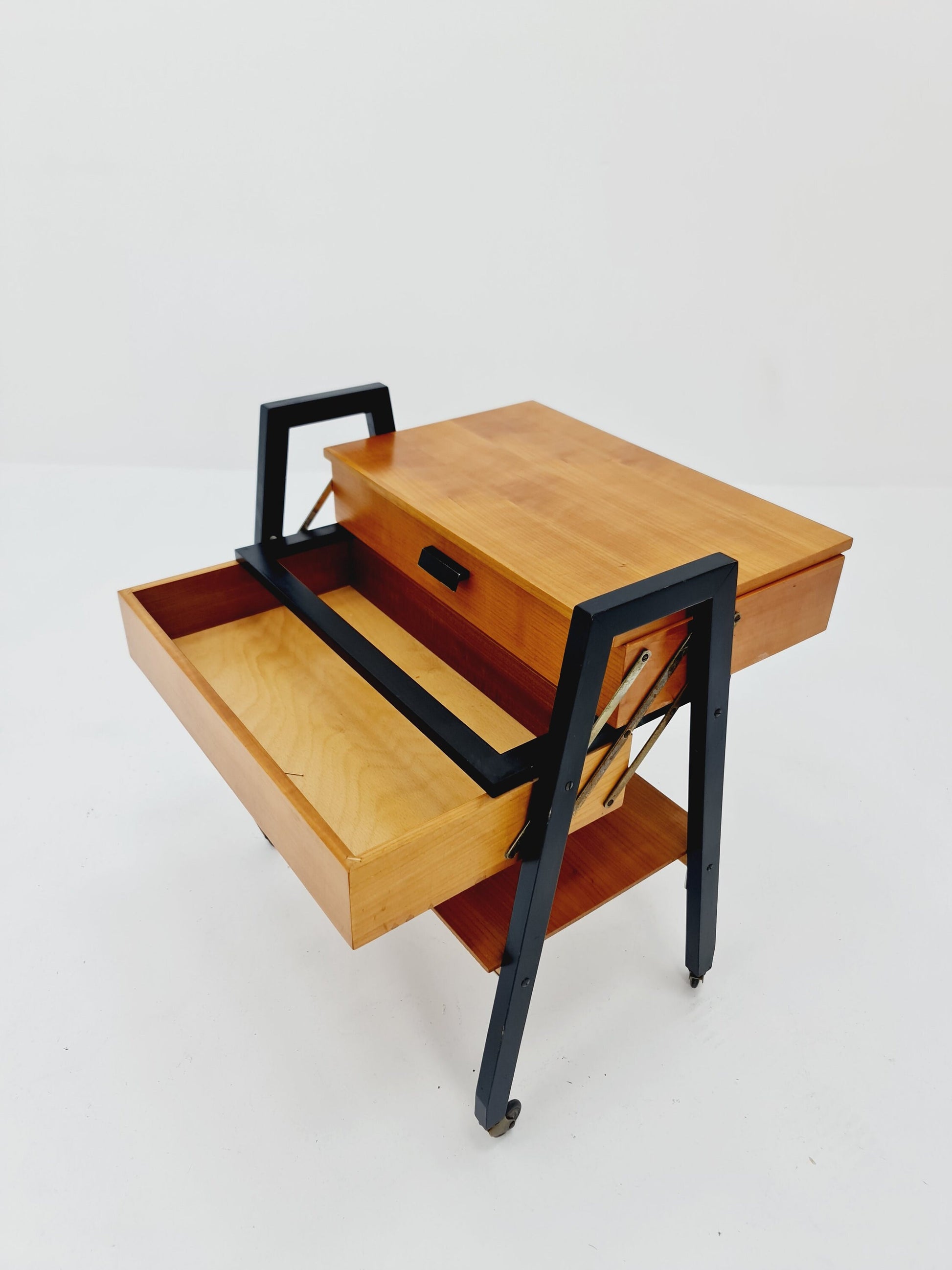 Vintage teak sweing table/ side table cabinet, 1960s