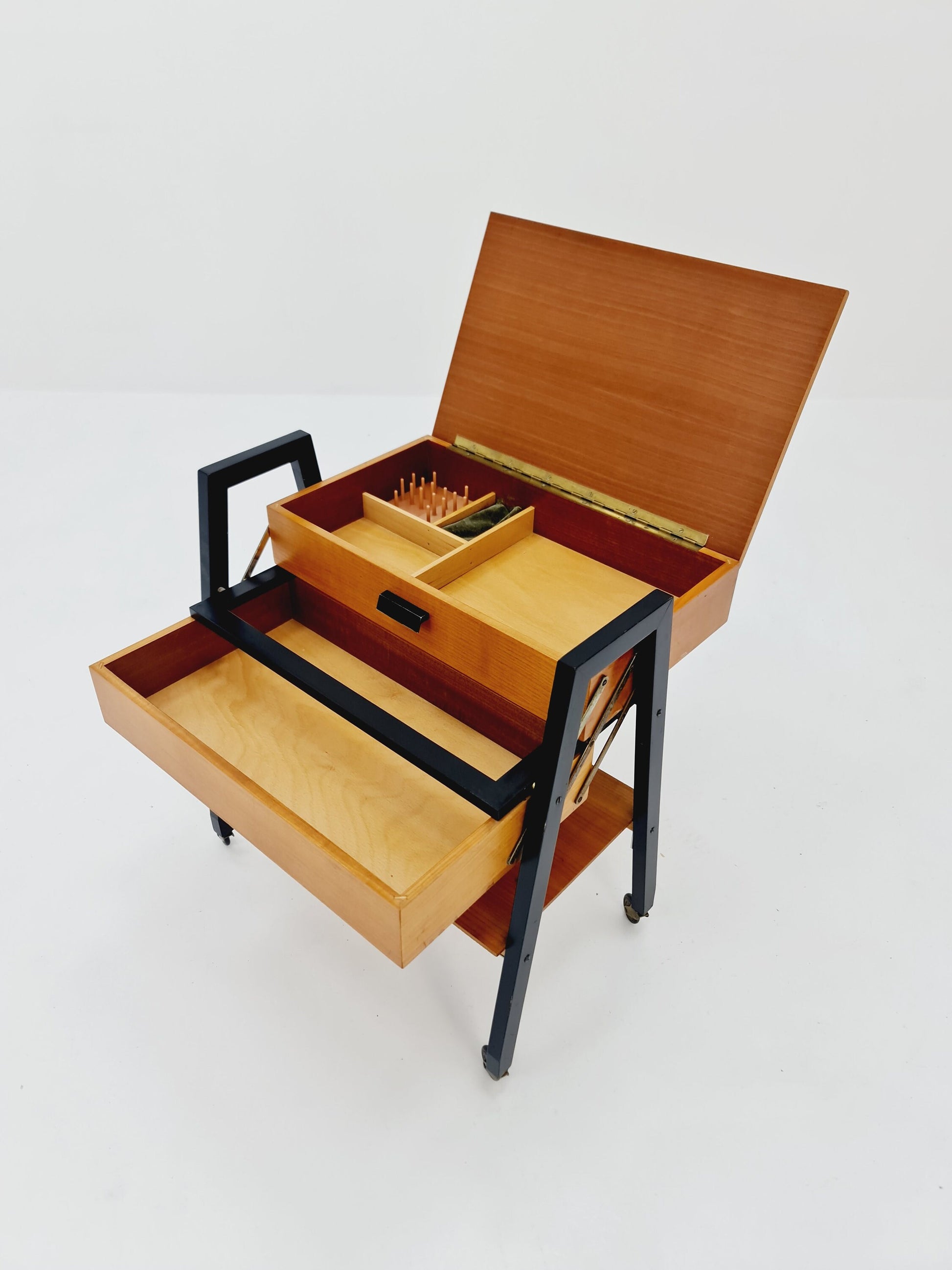 Vintage teak sweing table/ side table cabinet, 1960s