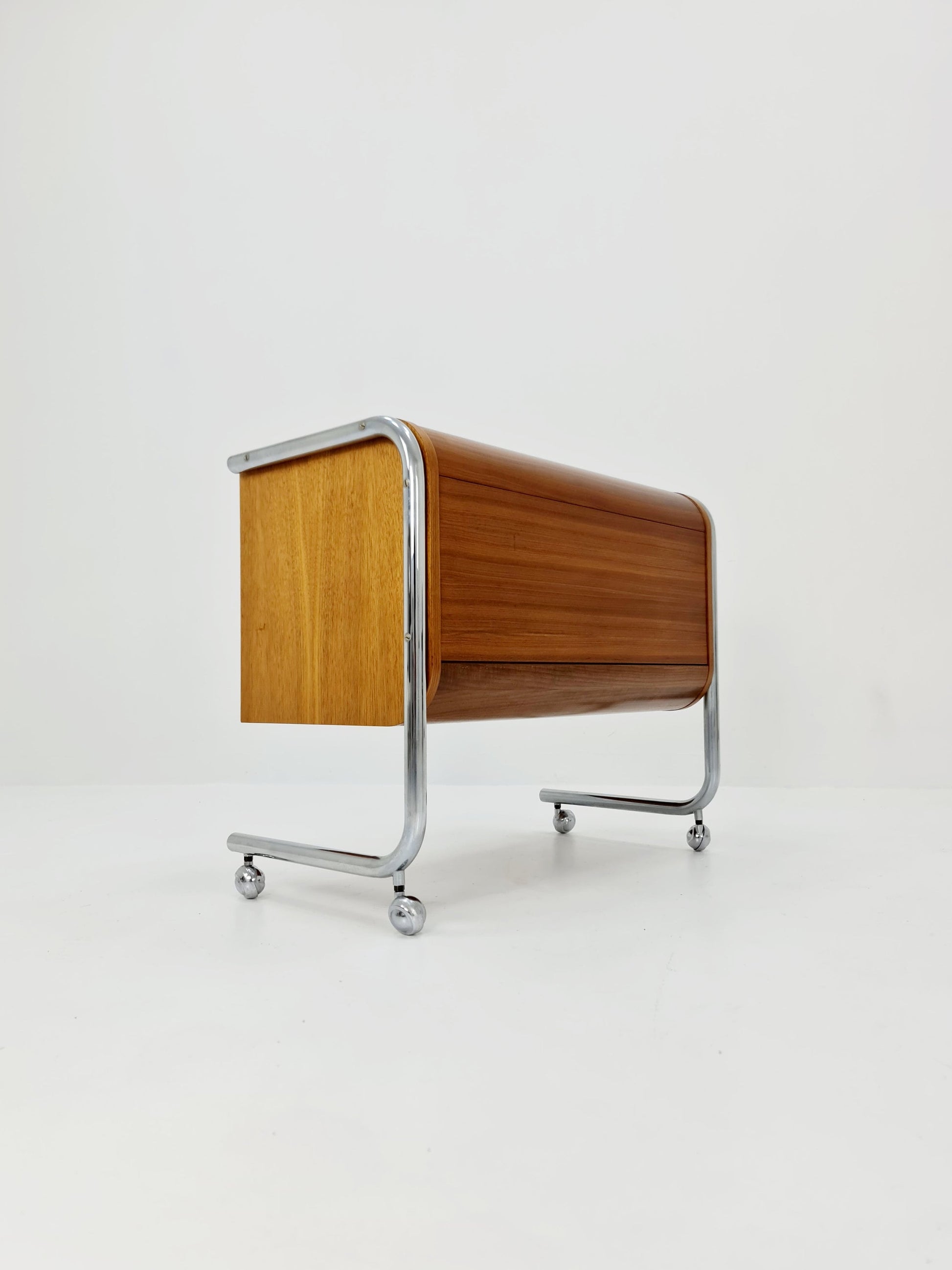 Vintage Bauhaus walnut record cabinet sideboard , 1960s