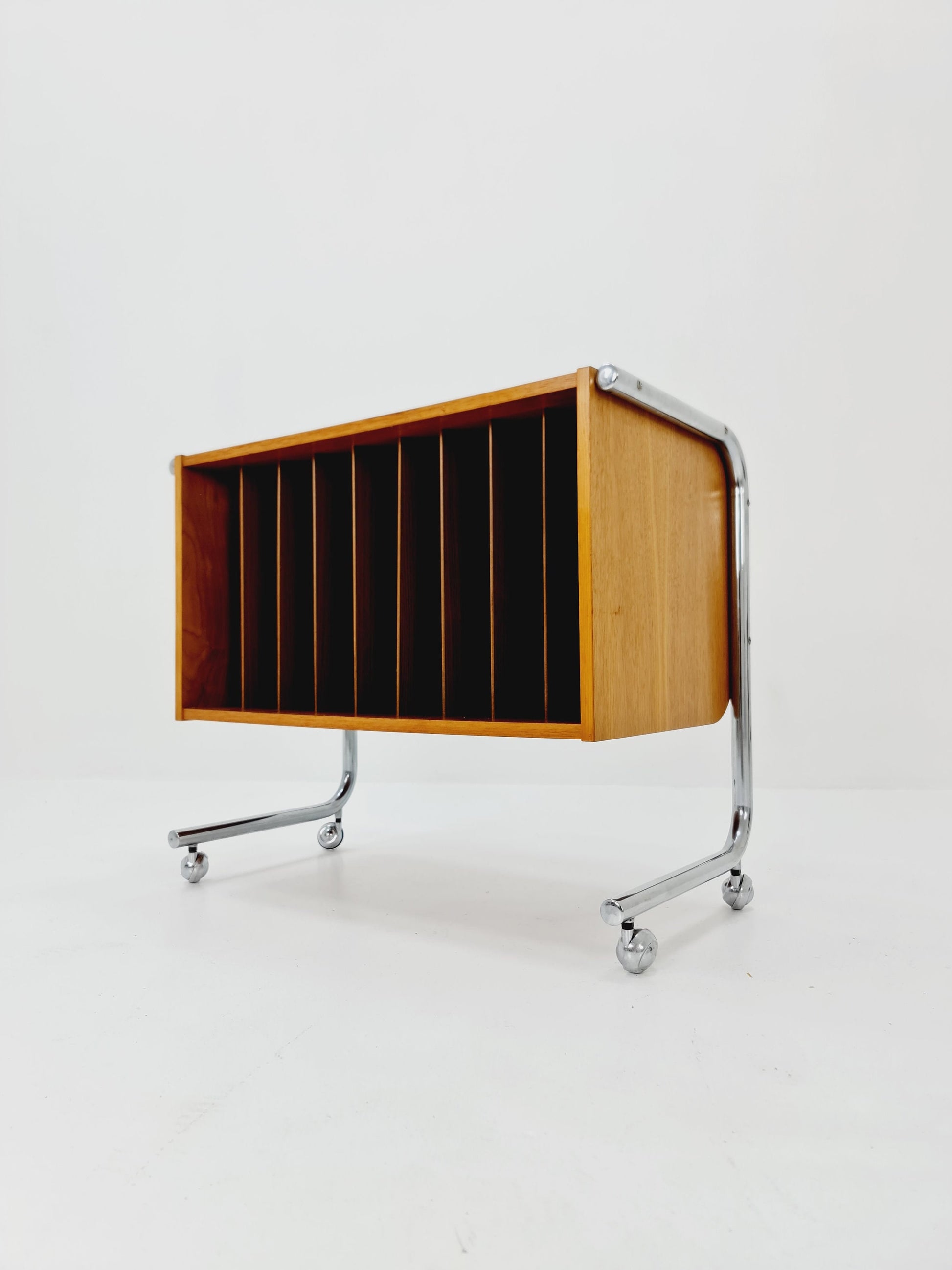 Vintage Bauhaus walnut record cabinet sideboard , 1960s