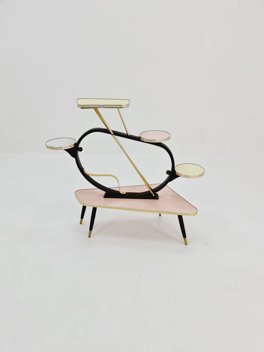 Big 1950s German Plant Stand, Colorful Vintage Mid-Century Minimalist Indoor Plant Stand Side Table Retro flower table
