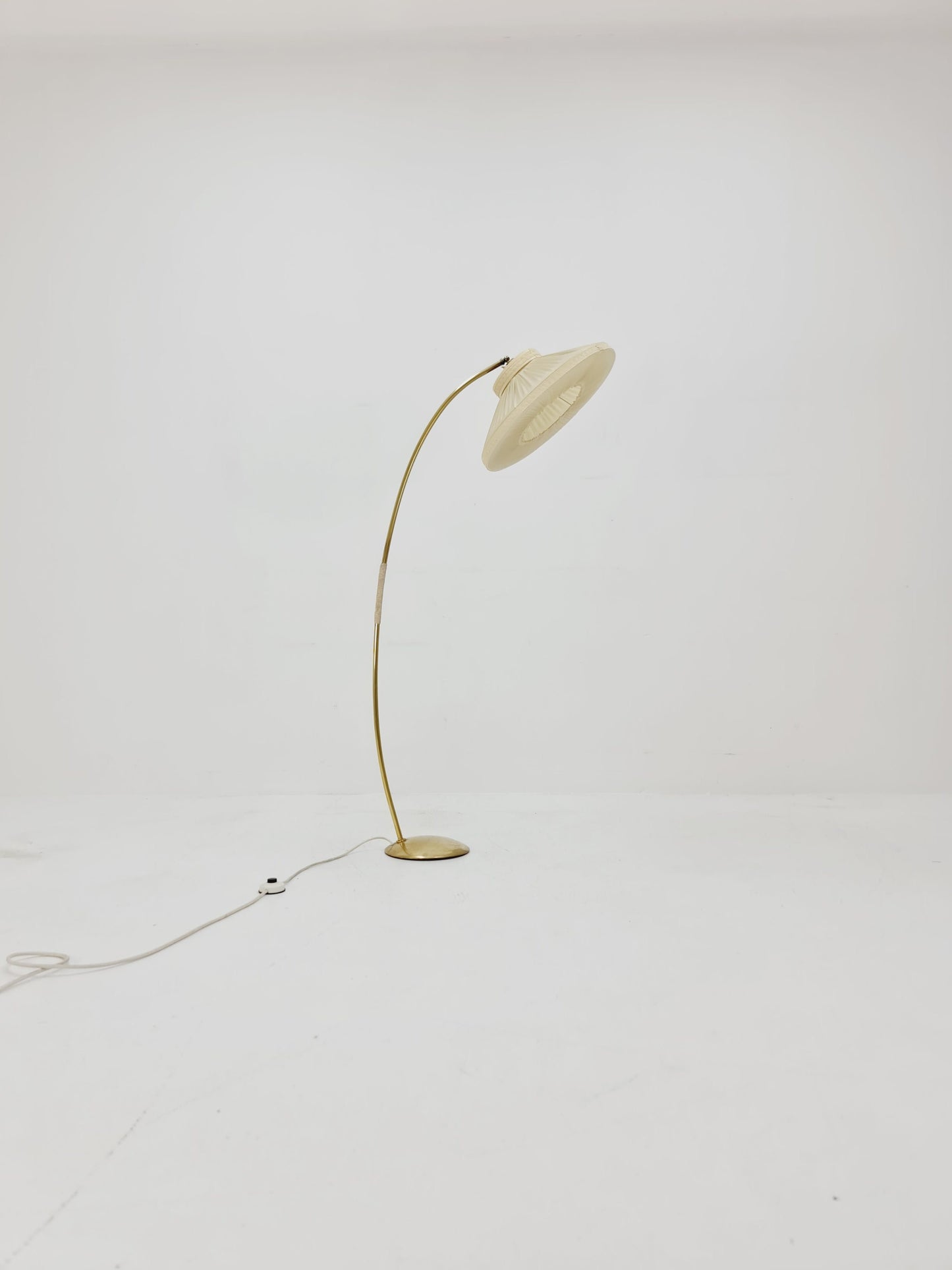 Mid century brass German arc floor Flex lamp By München Werkstätten, 1960s