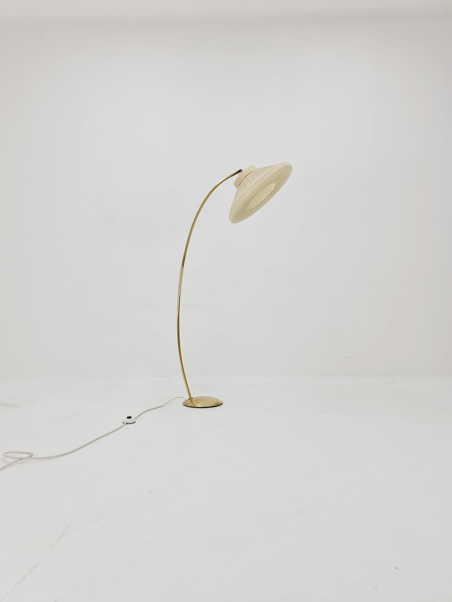 Mid century brass German arc floor Flex lamp By München Werkstätten, 1960s