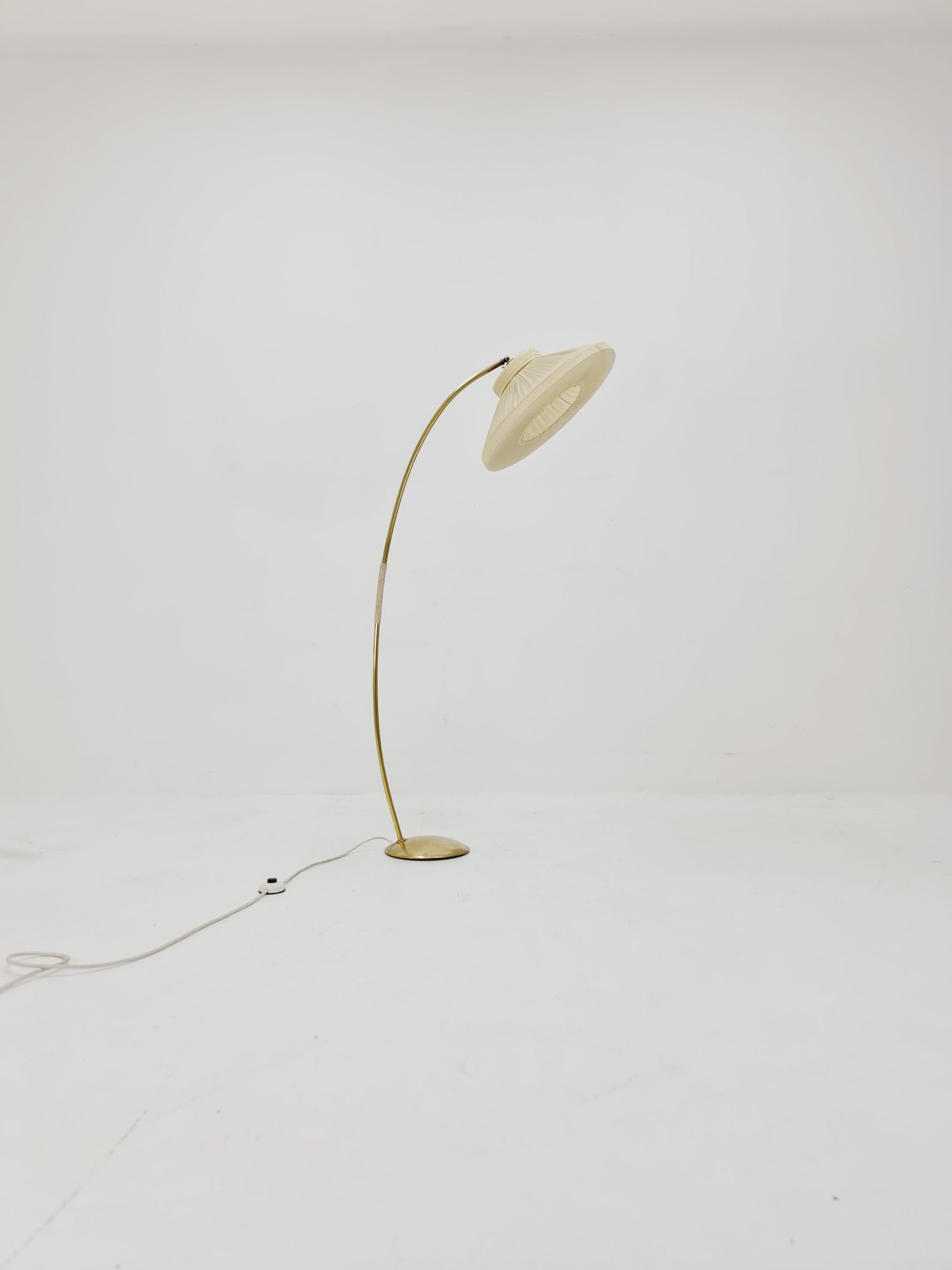 Mid century brass German arc floor Flex lamp By München Werkstätten, 1960s