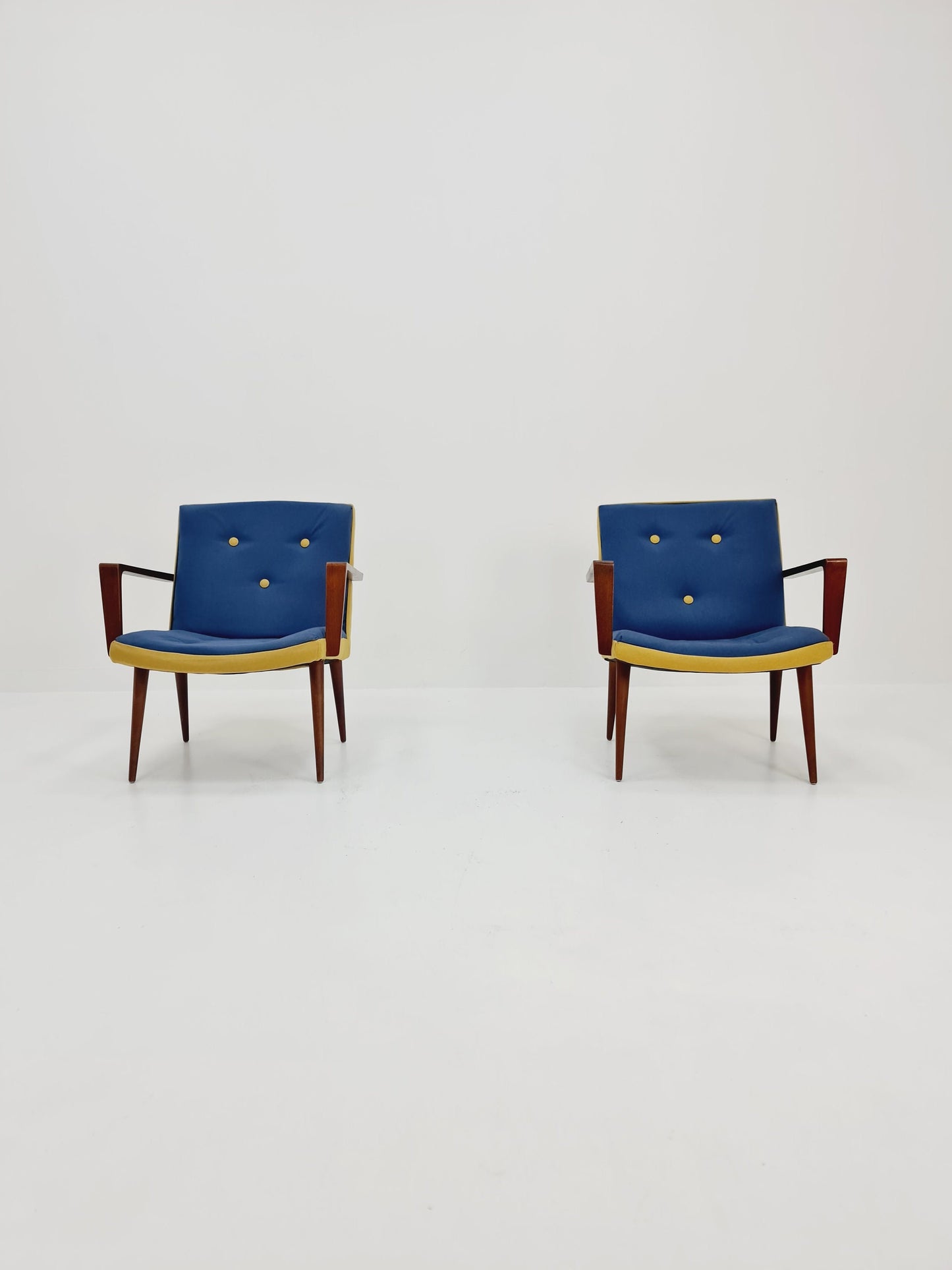 Rare Midcentury German Teak Set of 2 club lounge chair , 1950s
