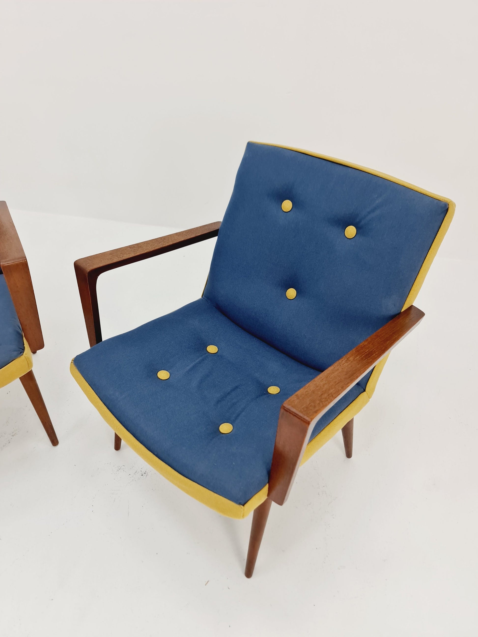Rare Midcentury German Teak Set of 2 club lounge chair , 1950s