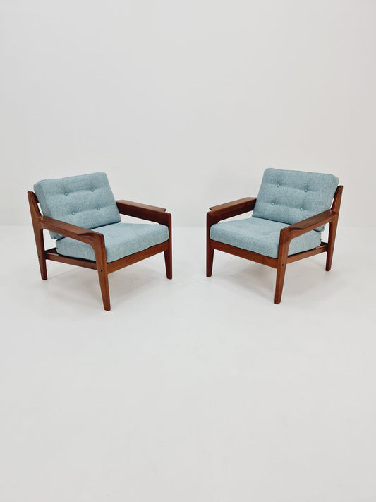 Mid century teak easy lounge chairs by Arne Wahl Iversen for Komfort , Set of 2, 1960s