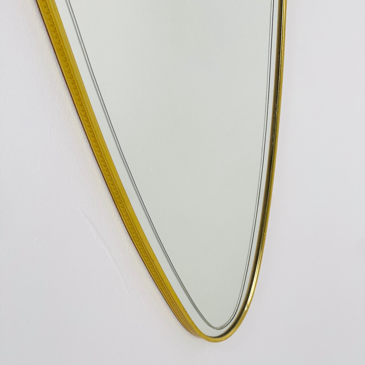 Mid Century XXL asymmetric German brass Original kidney wall mirror from the 60s