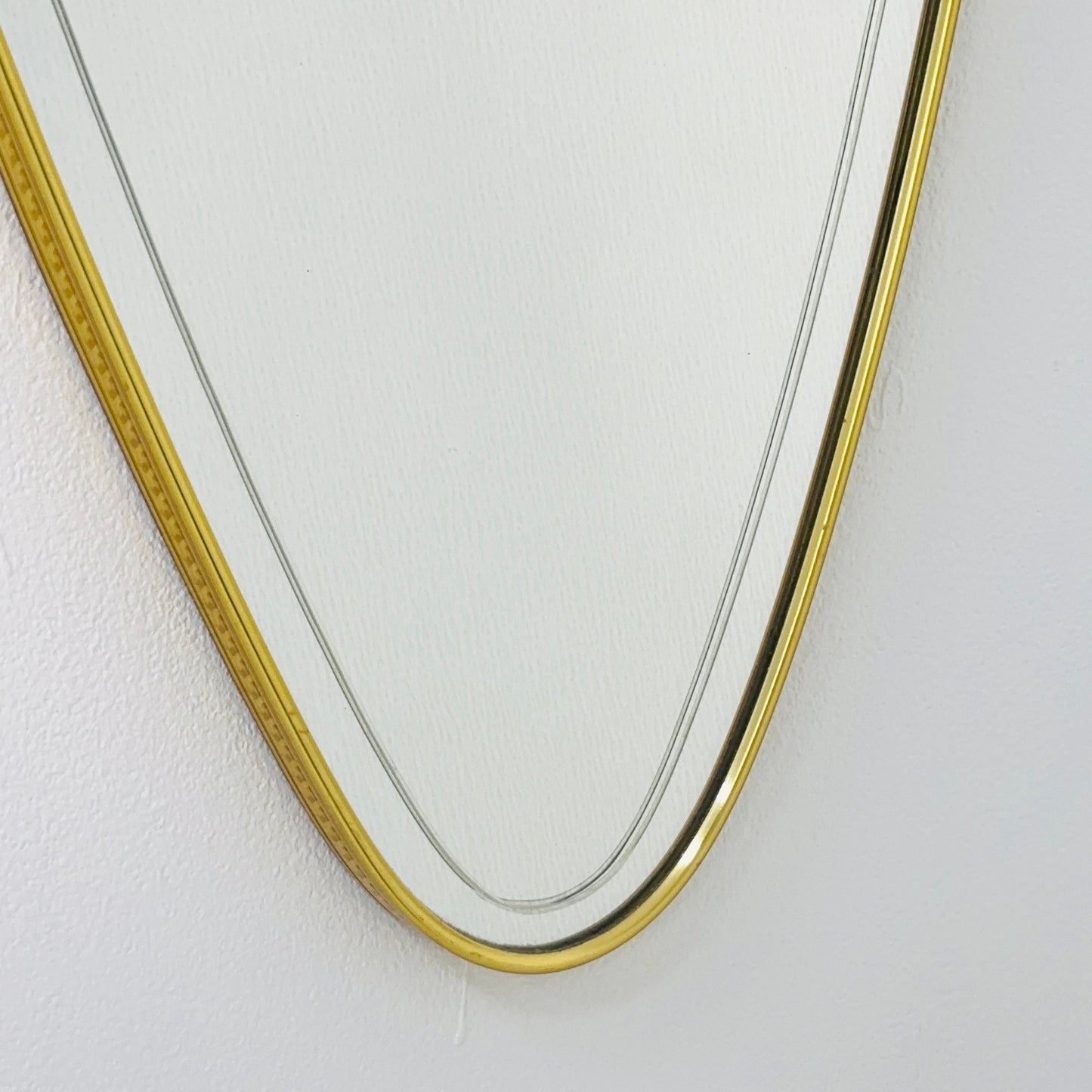 Mid Century XXL asymmetric German brass Original kidney wall mirror from the 60s