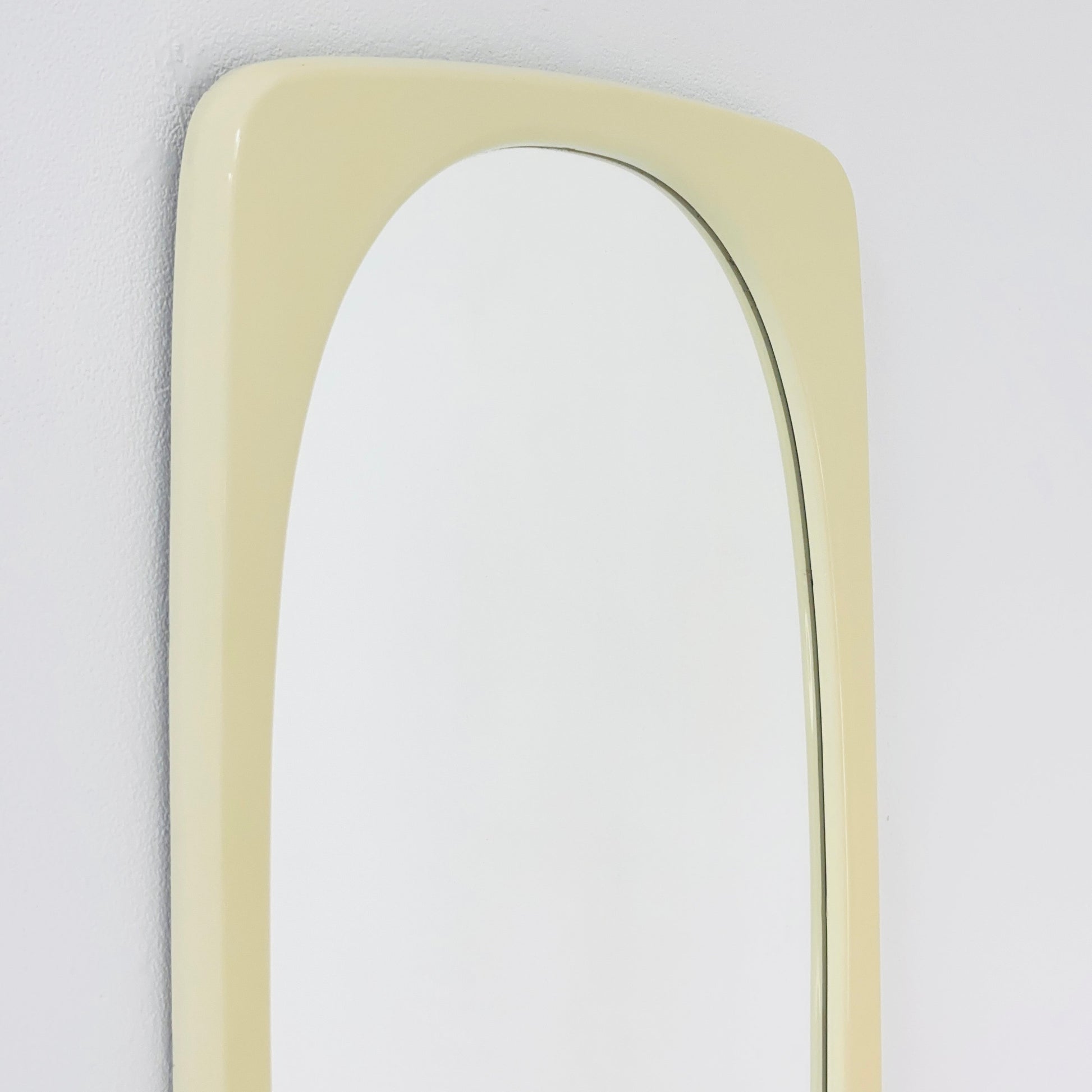 Space age beige /white plastic wall mirror 1970s