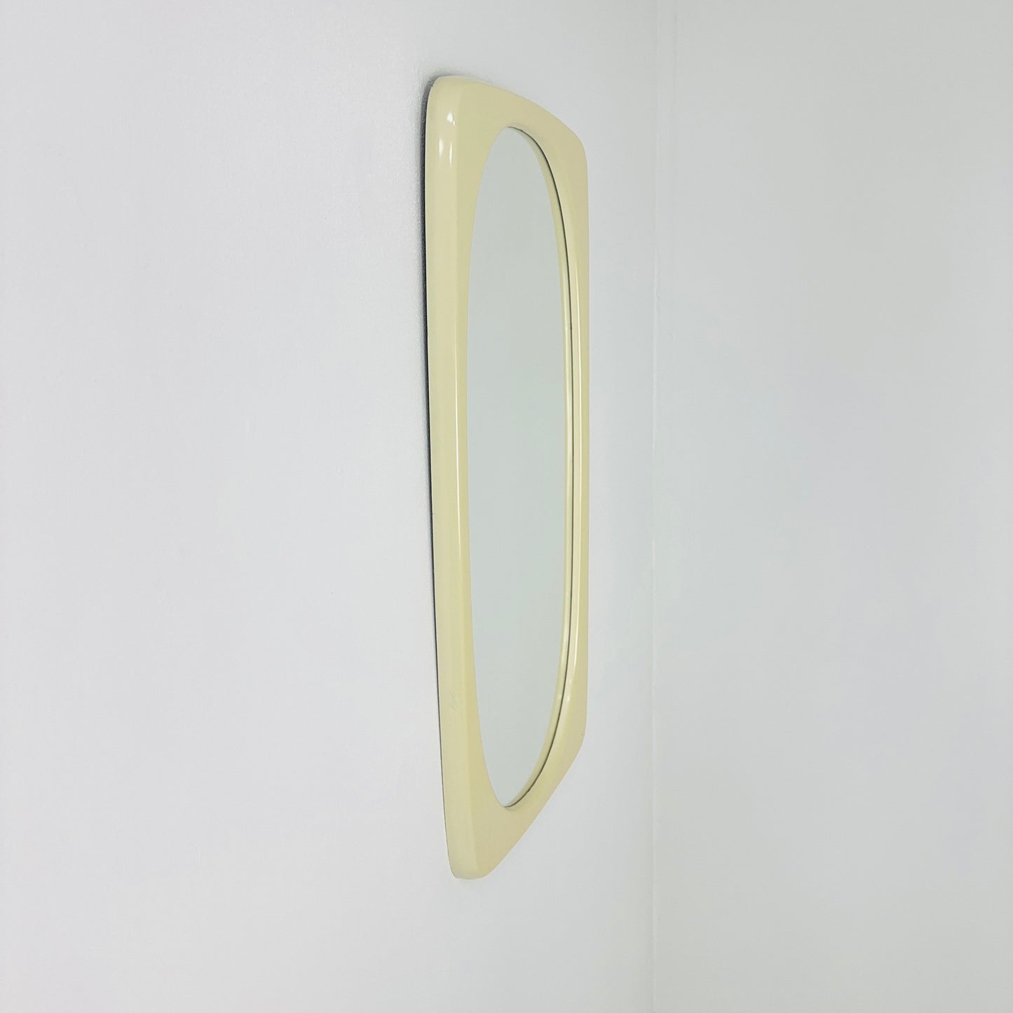 Space age beige /white plastic wall mirror 1970s