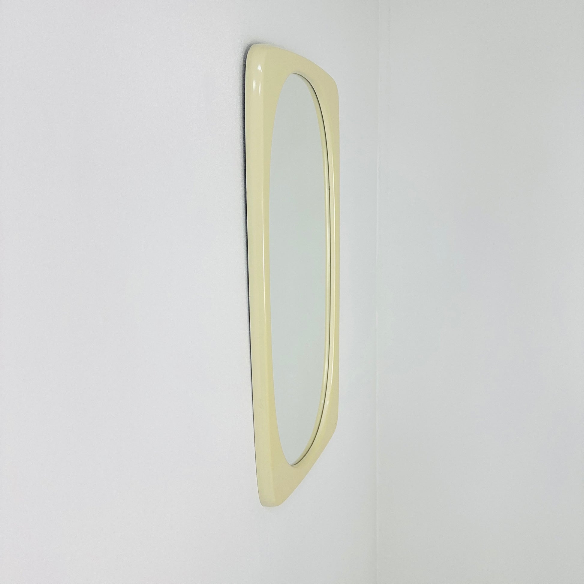 Space age beige /white plastic wall mirror 1970s