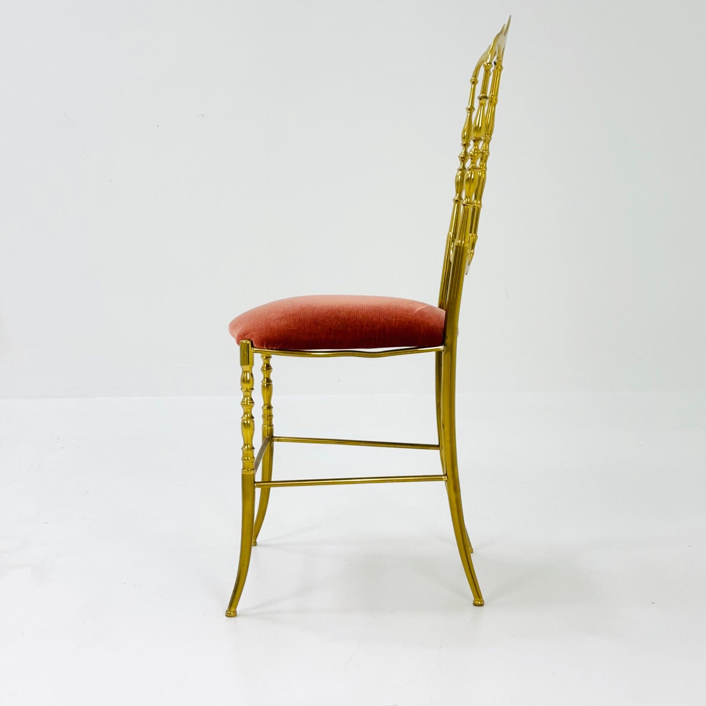 Mid century Brass Chiavari Side Chair Italy 1980s