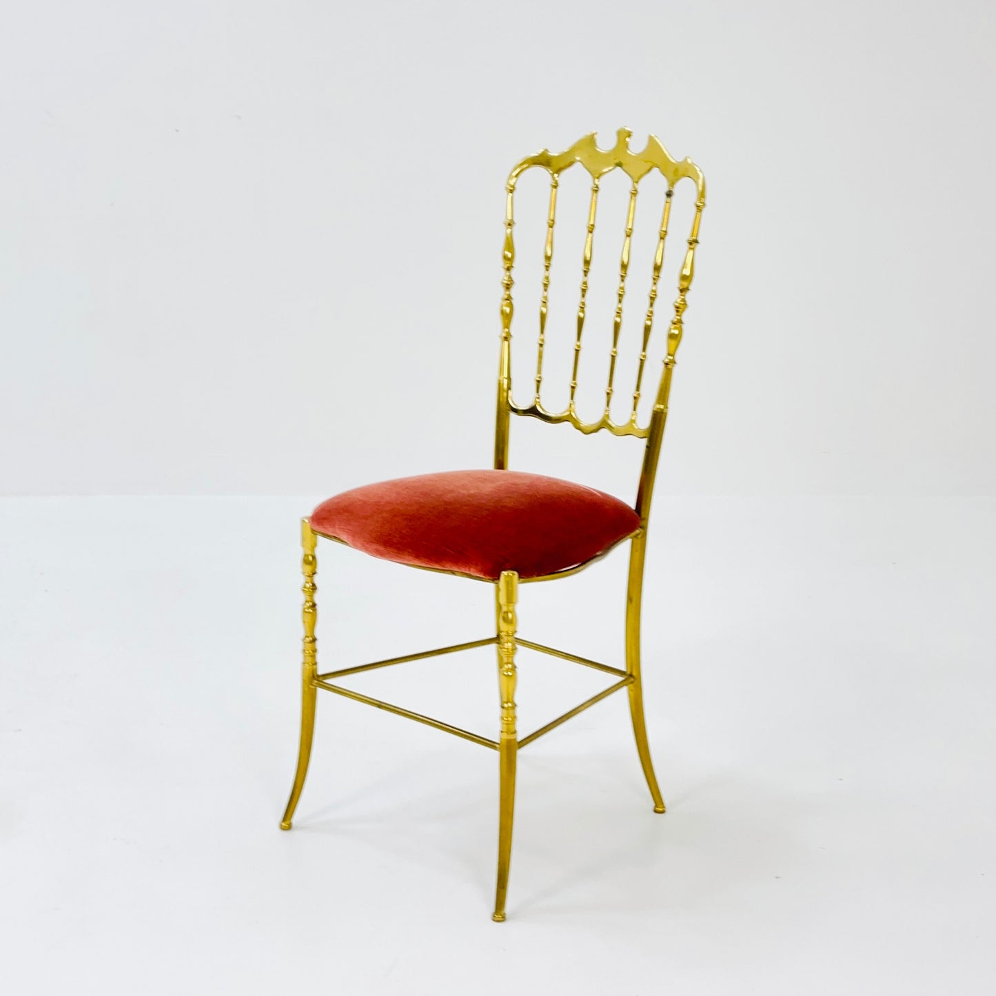 Mid century Brass Chiavari Side Chair Italy 1980s