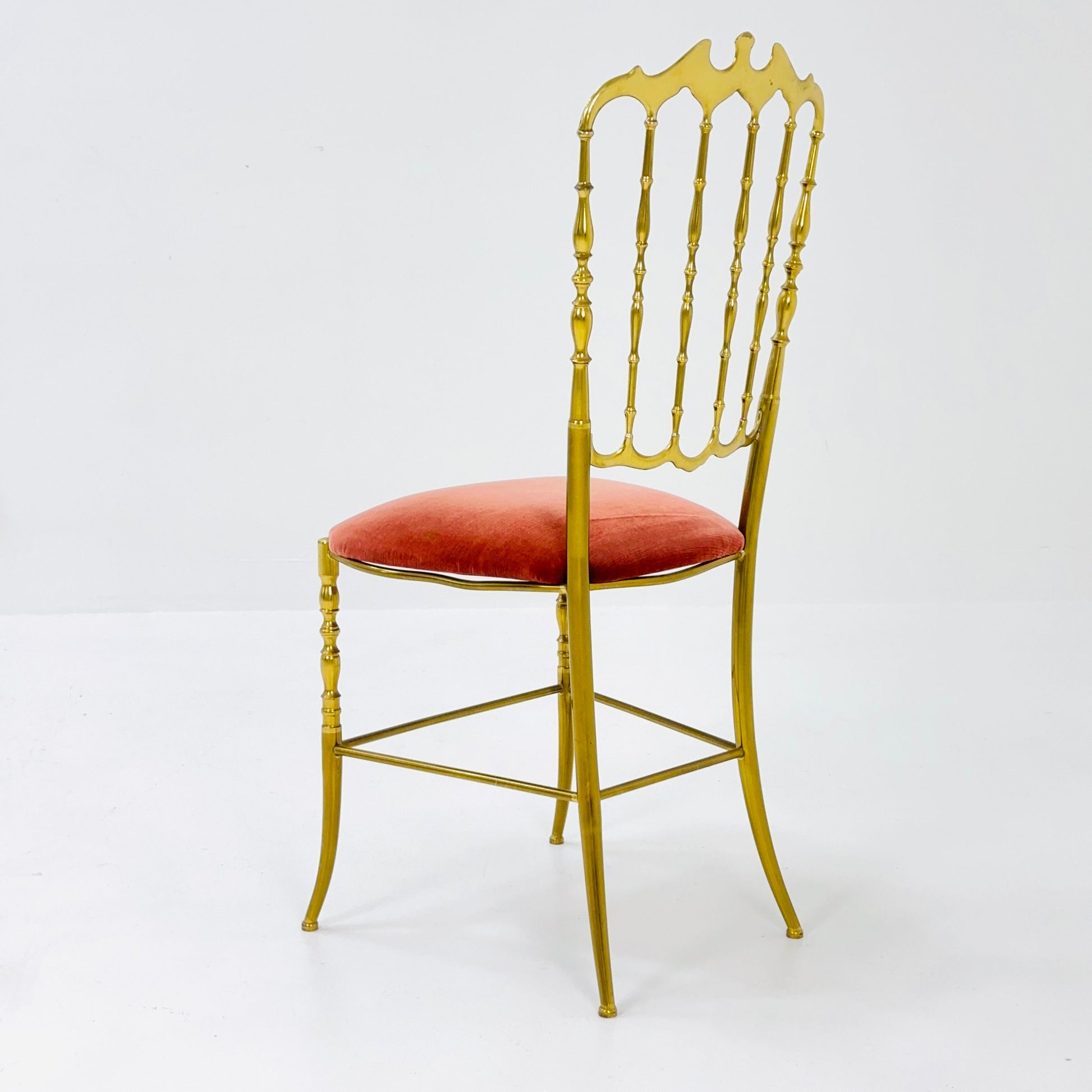 Mid century Brass Chiavari Side Chair Italy 1980s