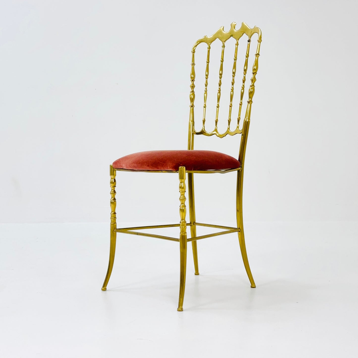 Mid century Brass Chiavari Side Chair Italy 1980s