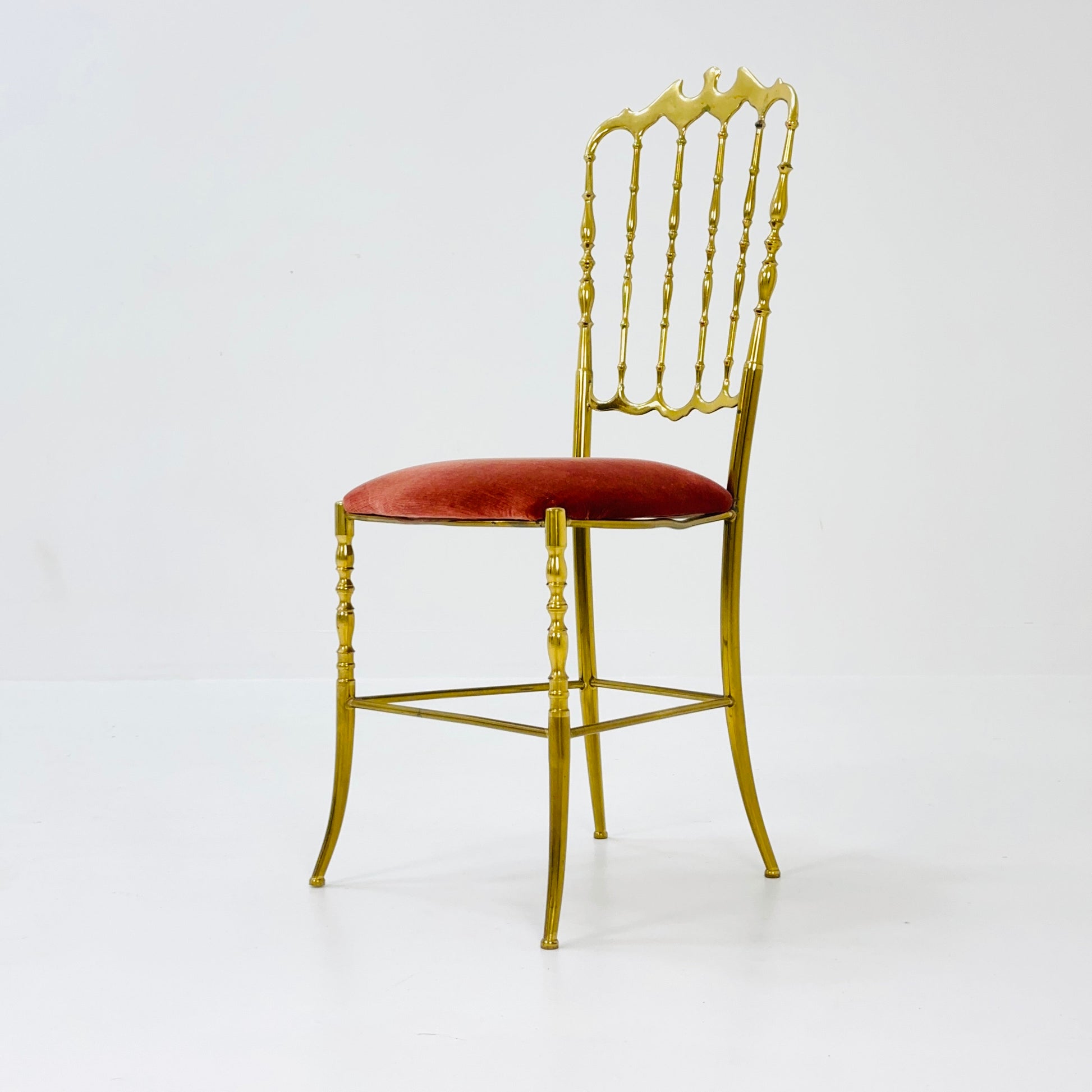 Mid century Brass Chiavari Side Chair Italy 1980s