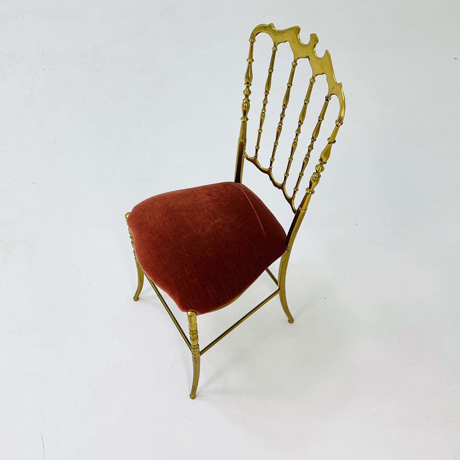 Mid century Brass Chiavari Side Chair Italy 1980s