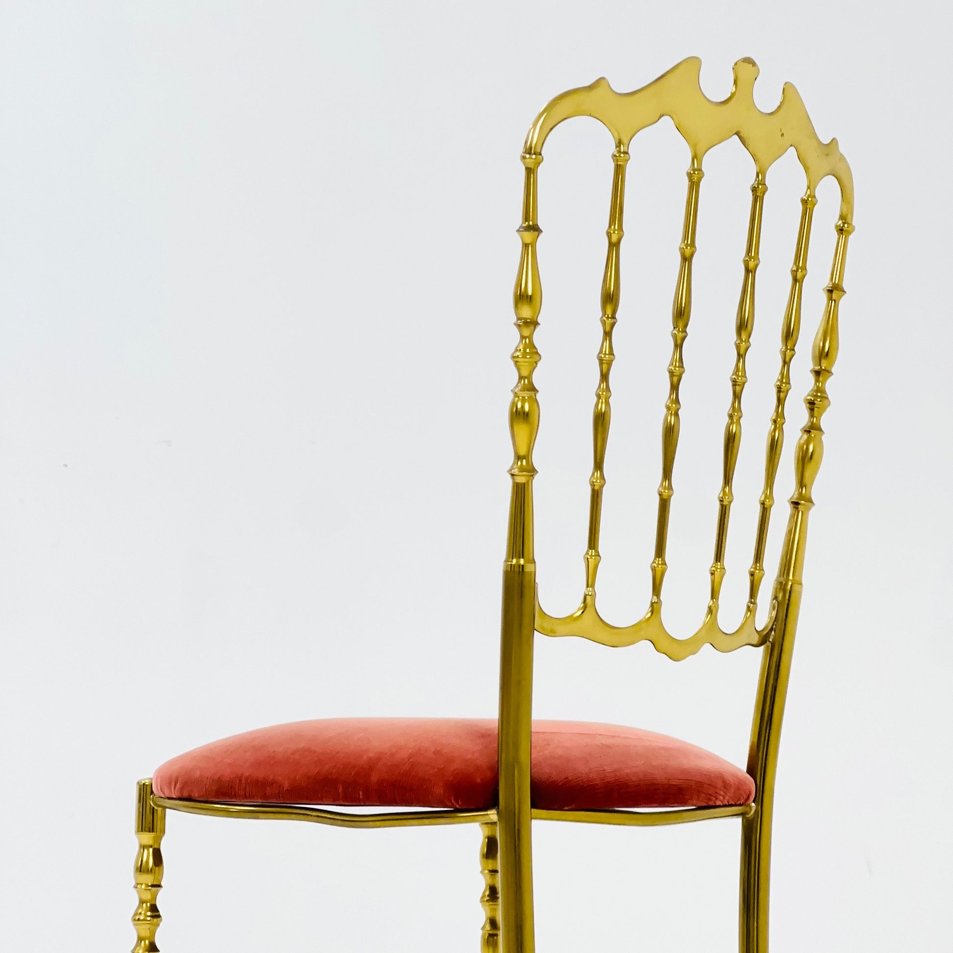 Mid century Brass Chiavari Side Chair Italy 1980s