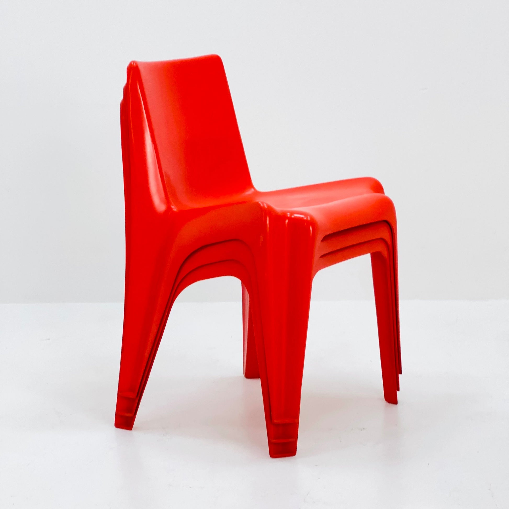Space age Set of 4 Dining chairs Bofinger BA1171 chair by Helmut Bätzner,1970