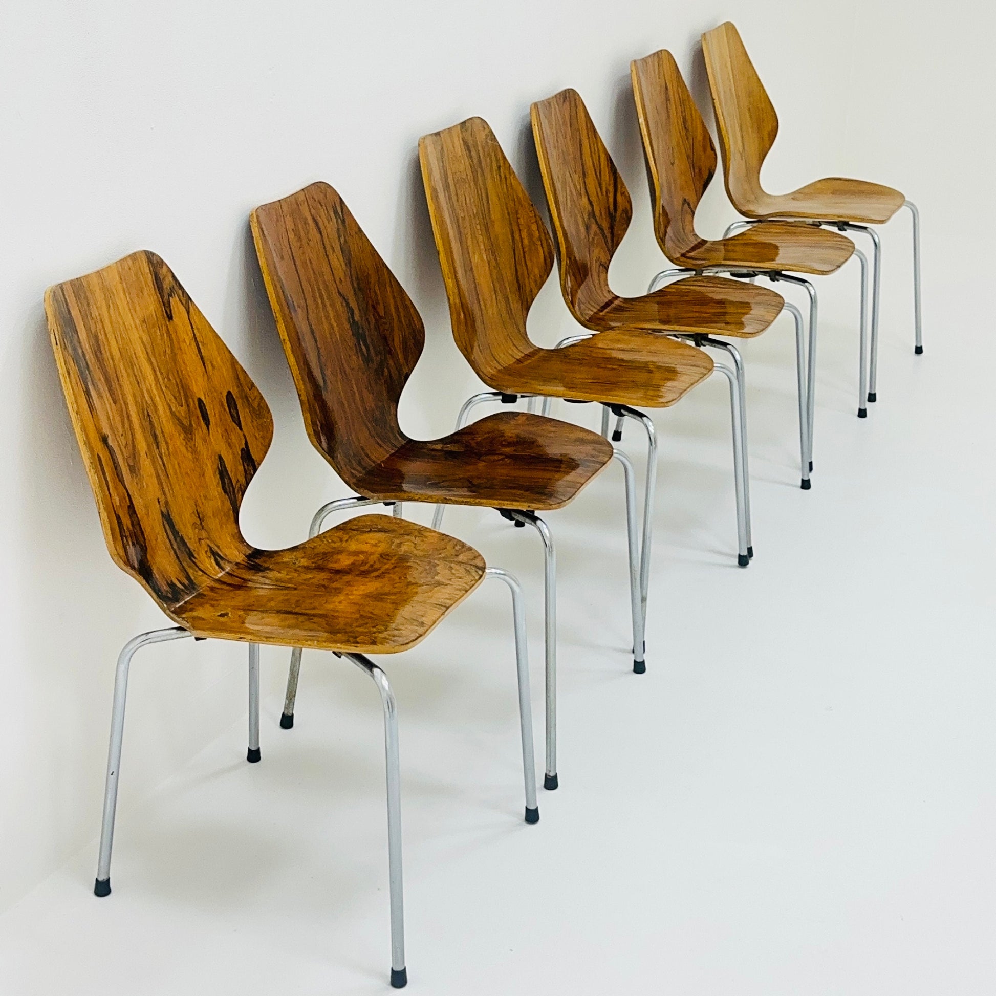 Set of 6 Dining Chairs by Herbert Hirche, Jofy Stalmobler, Denmark, 1960s