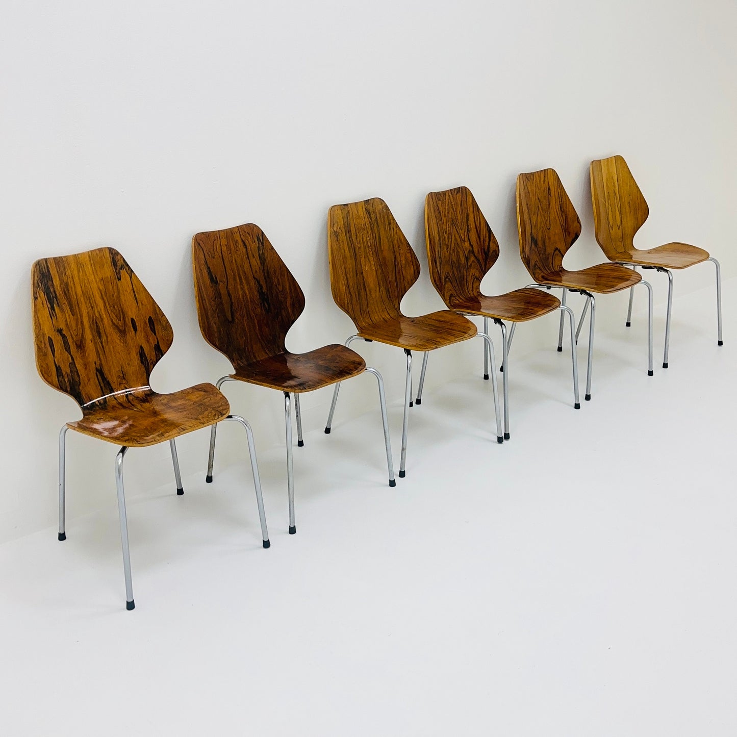 Set of 6 Dining Chairs by Herbert Hirche, Jofy Stalmobler, Denmark, 1960s