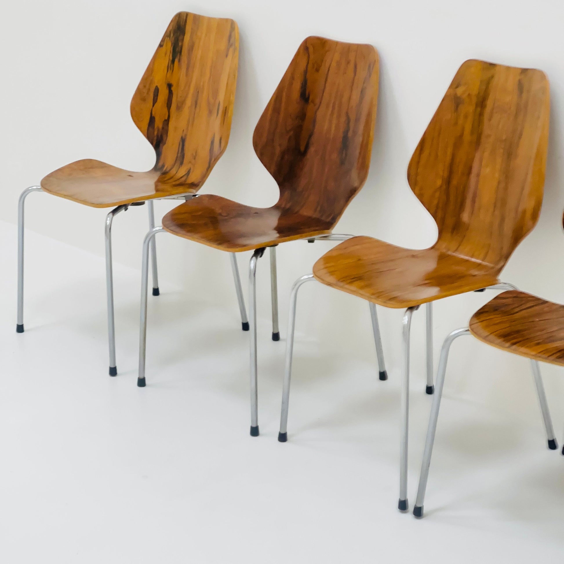 Set of 6 Dining Chairs by Herbert Hirche, Jofy Stalmobler, Denmark, 1960s