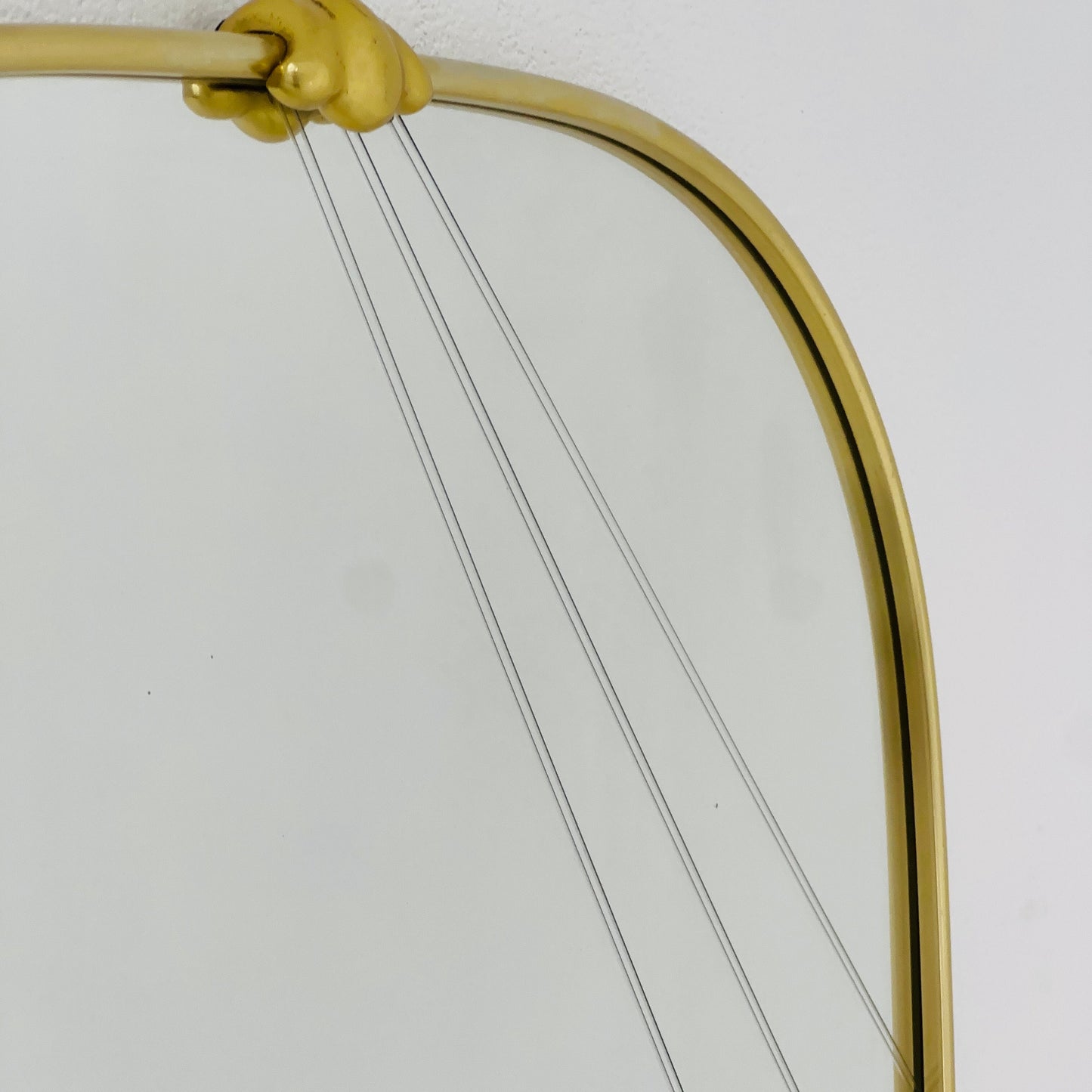 Mid Century asymmetric German brass Original kidney wall mirror from the 60s model number 986