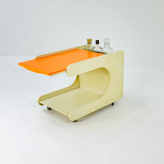 Space age white trolley /cart/side table 1960s 