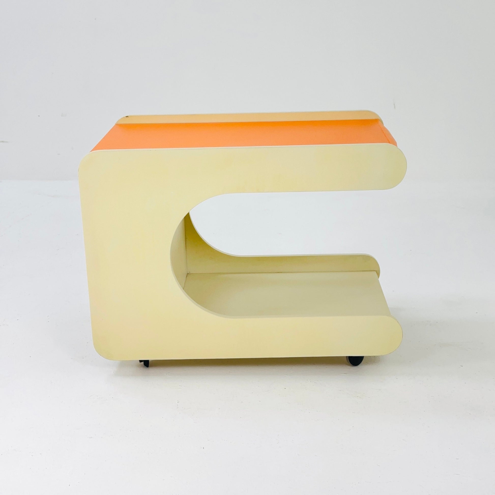 Space age white trolley /cart/side table 1960s 