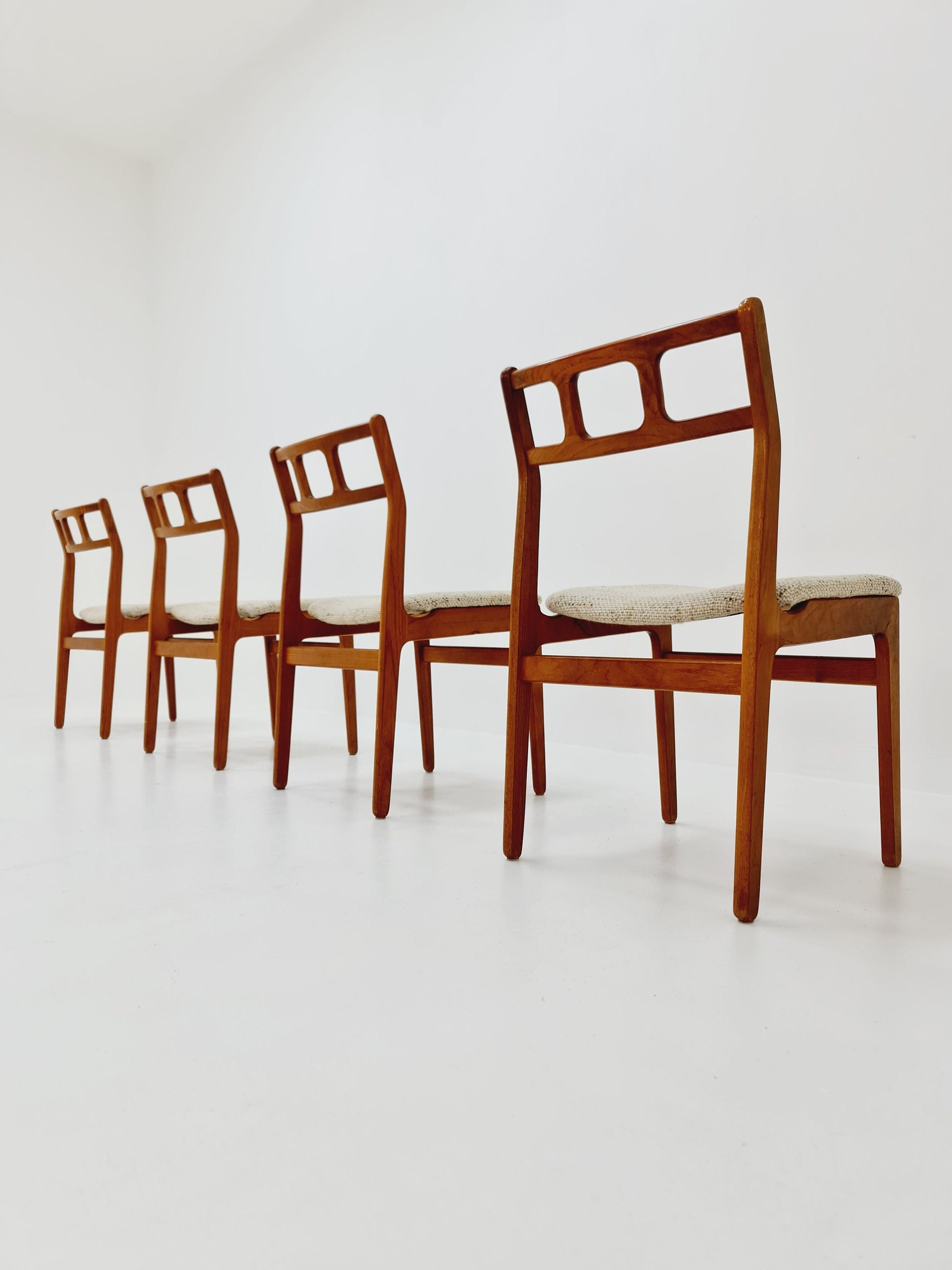 Vintage Danish solid teak dining chairs By Uldum , 1960s, Set of 4