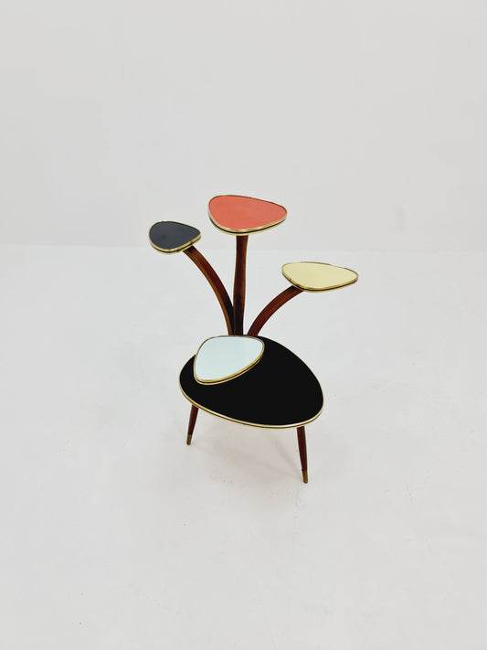 Big 1950s German Plant Stand, Colorful Vintage Mid-Century Minimalist Indoor Plant Stand Side Table Retro flower table