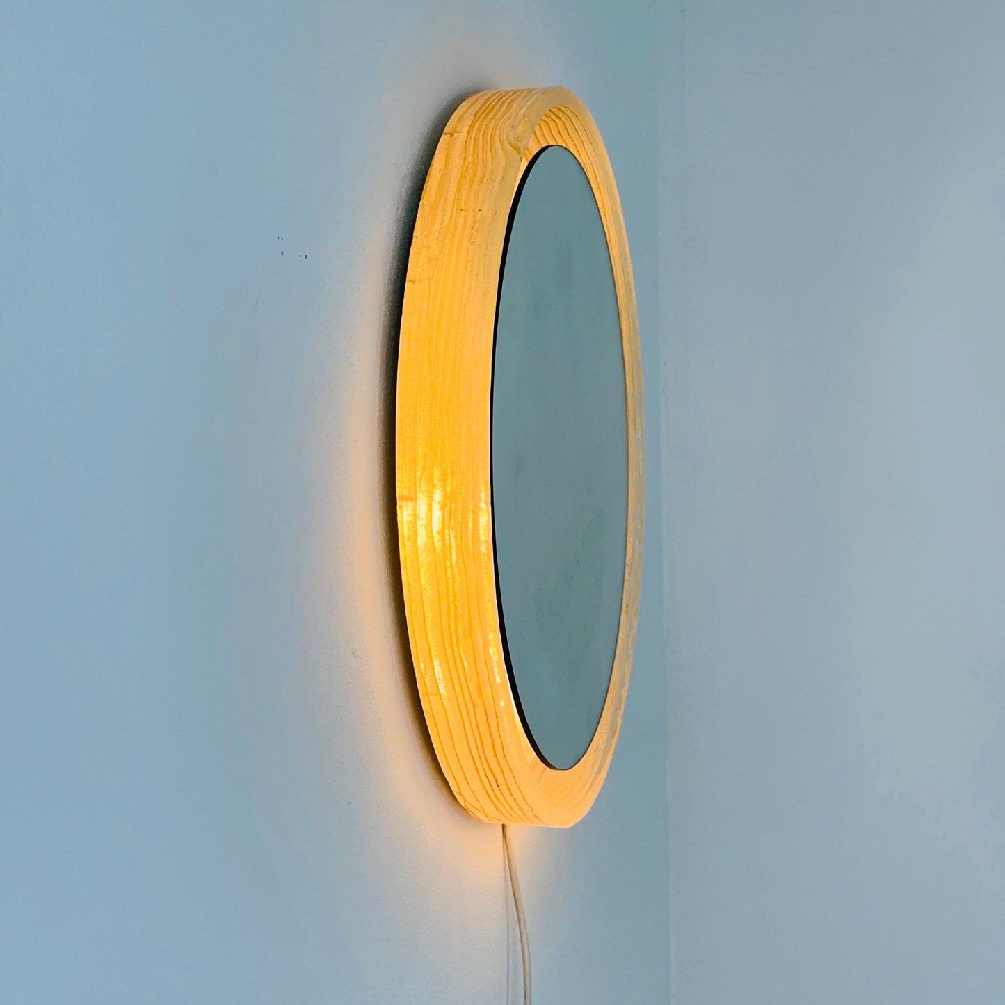 Schock Lucite mid century illuminated large wall mirror, Germany 1970s 
