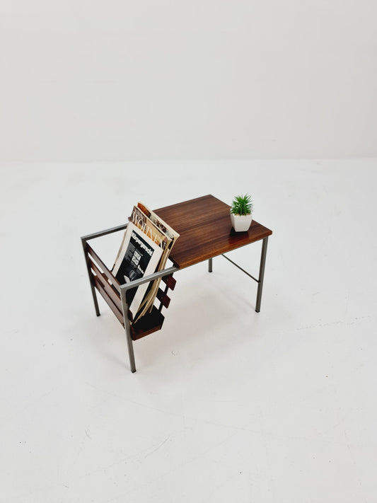 Midcentury Rosewood Vintage Side table/ Bedside table/ Night stand with News Paper shelf straight from the sixties