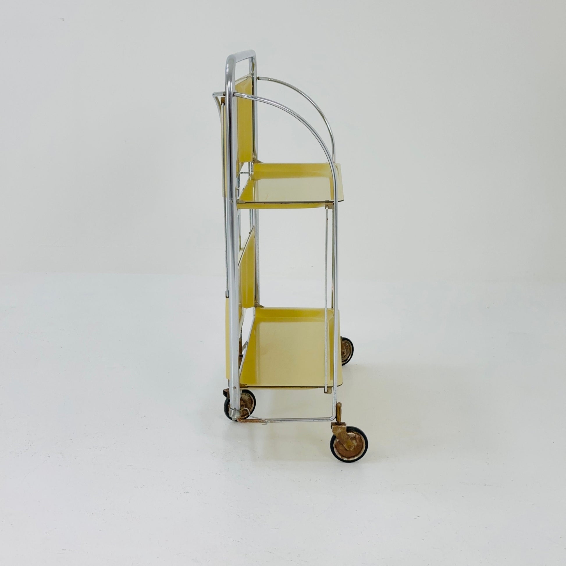 Mid century / Retro Folding yellow tea trolley /Serving trolley 1960-70s.
