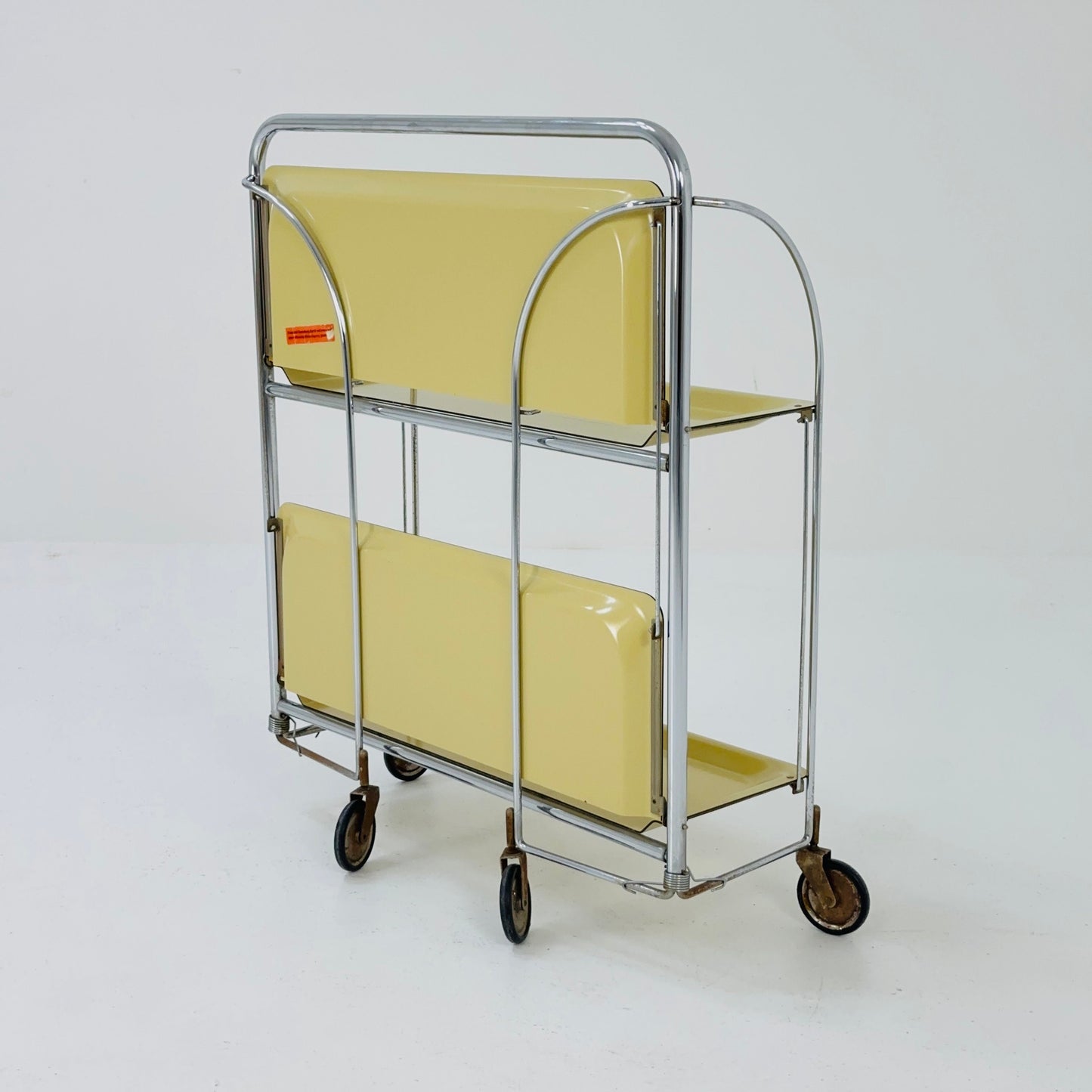 Mid century / Retro Folding yellow tea trolley /Serving trolley 1960-70s.