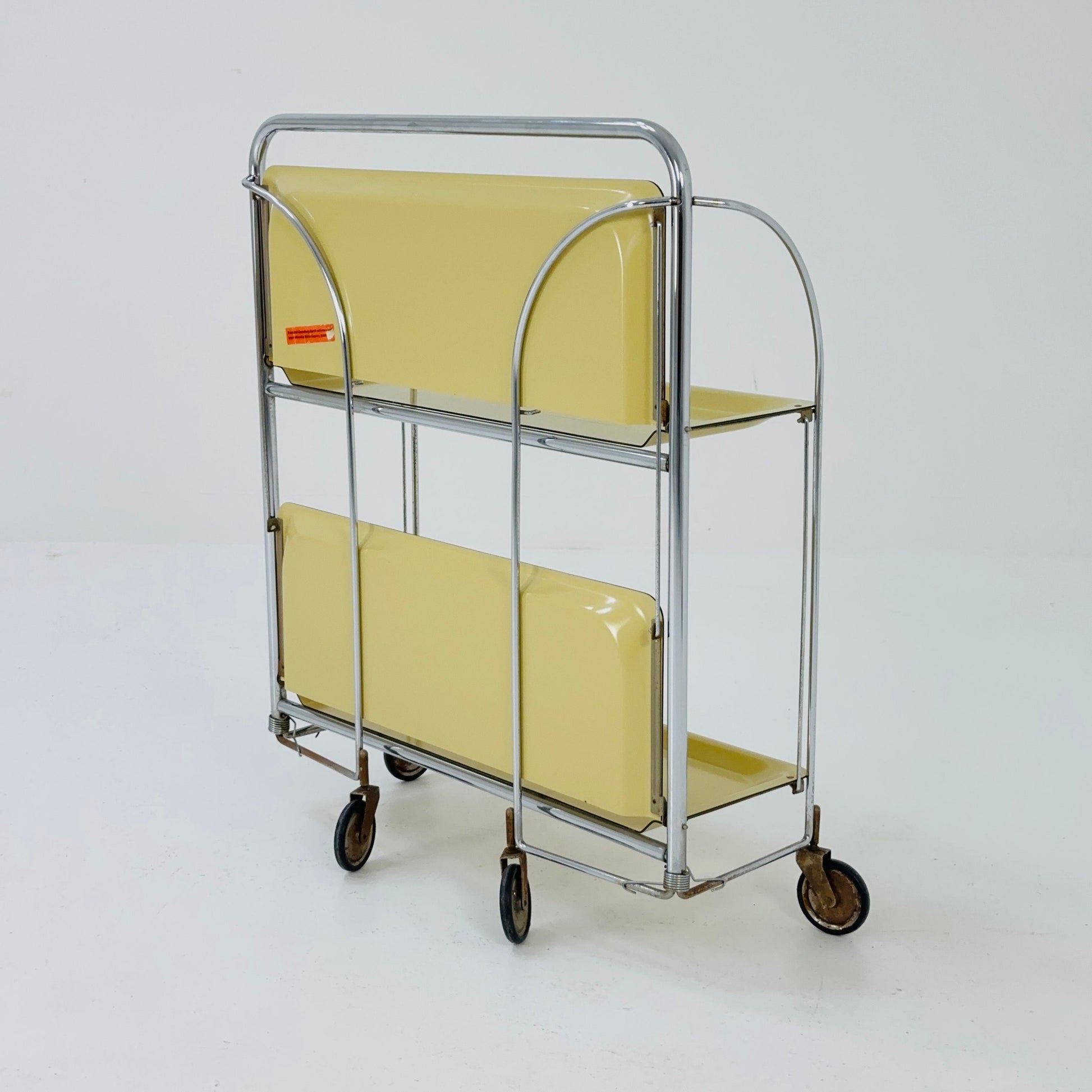 Mid century / Retro Folding yellow tea trolley /Serving trolley 1960-70s.