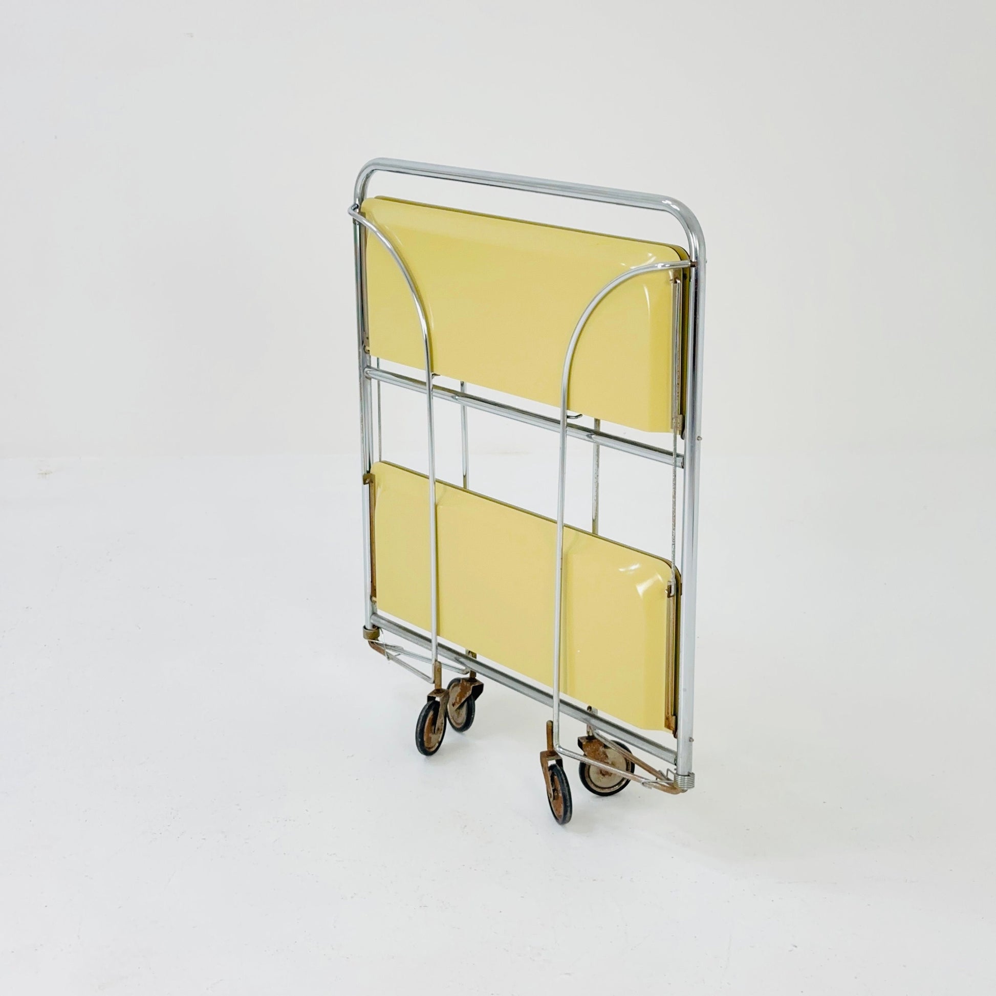 Mid century / Retro Folding yellow tea trolley /Serving trolley 1960-70s.