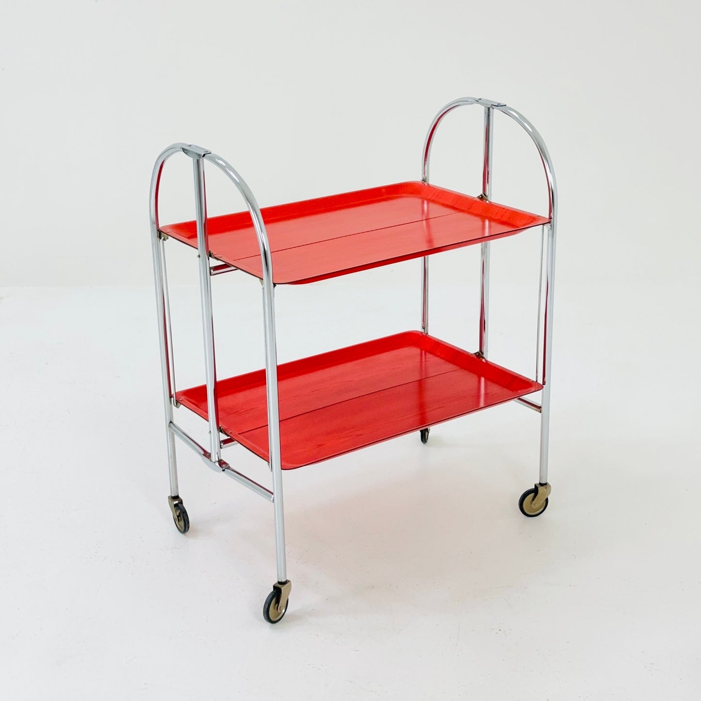 Mid century Folding red tea trolley /Serving trolley 1960-70s.