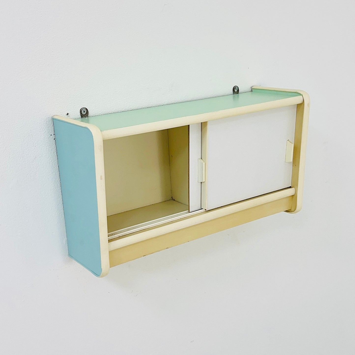 Vintage kitchen wooden wall cabinet colorful, medicine cabinet , 1960s Germany