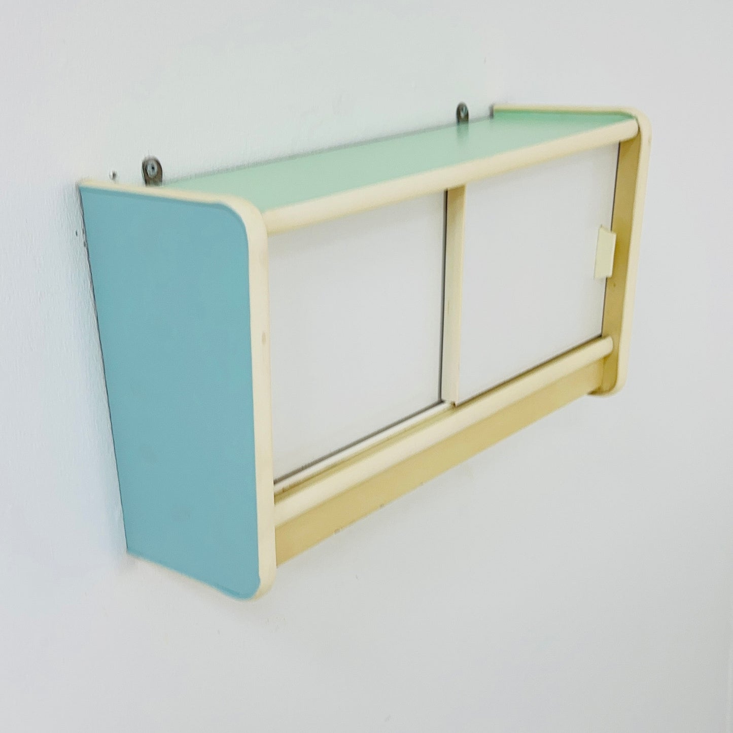 Vintage kitchen wooden wall cabinet colorful, medicine cabinet , 1960s Germany