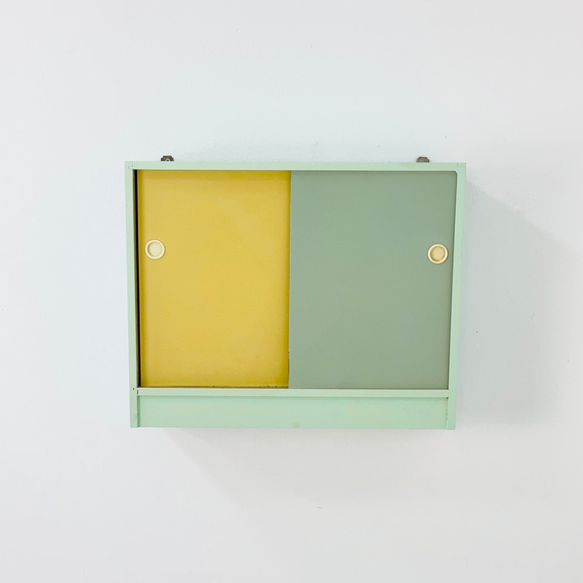 Vintage kitchen wooden wall cabinet colorful, medicine cabinet , 1960s Germany