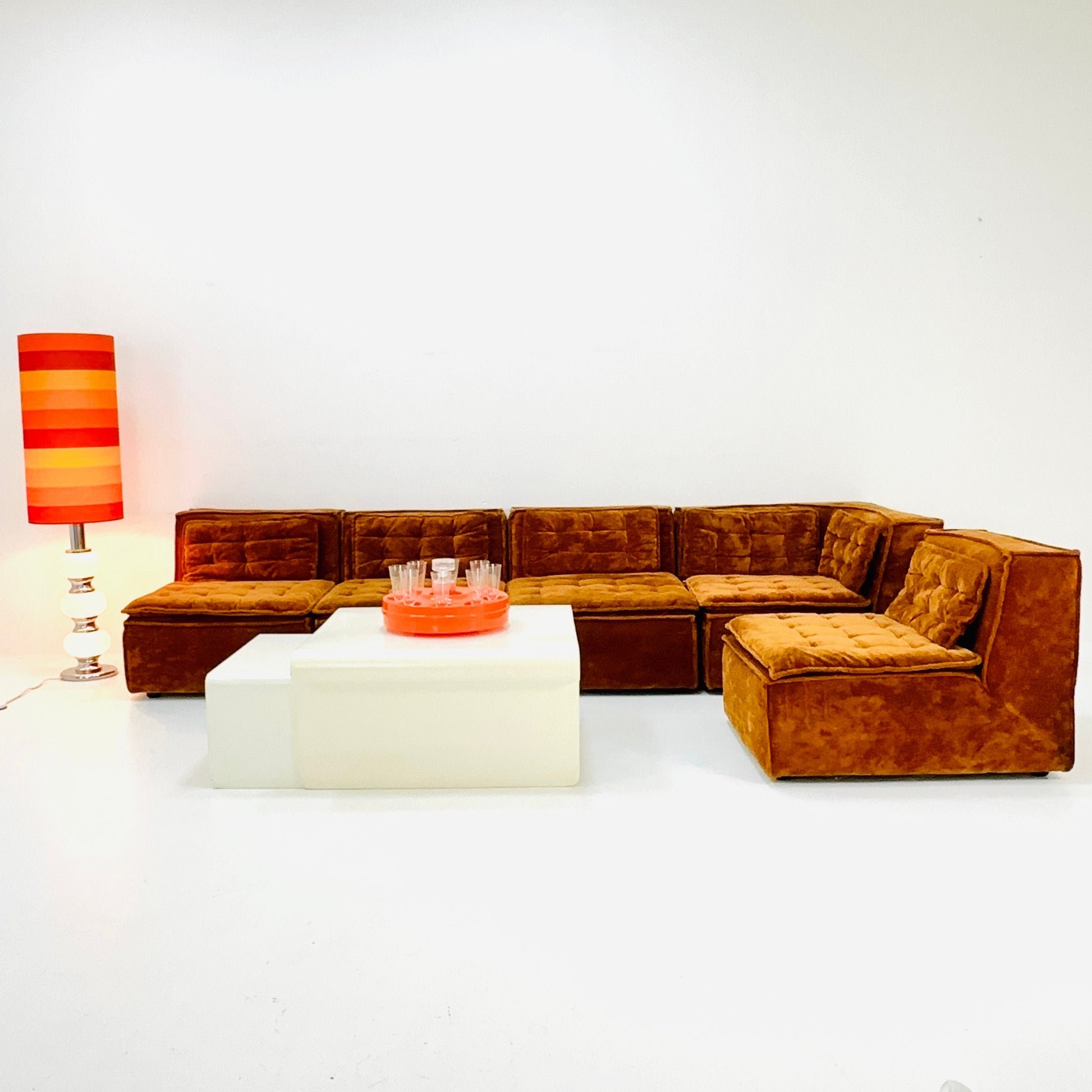 Italian mid century brown modular sofa/couch, 1970s, set of 5