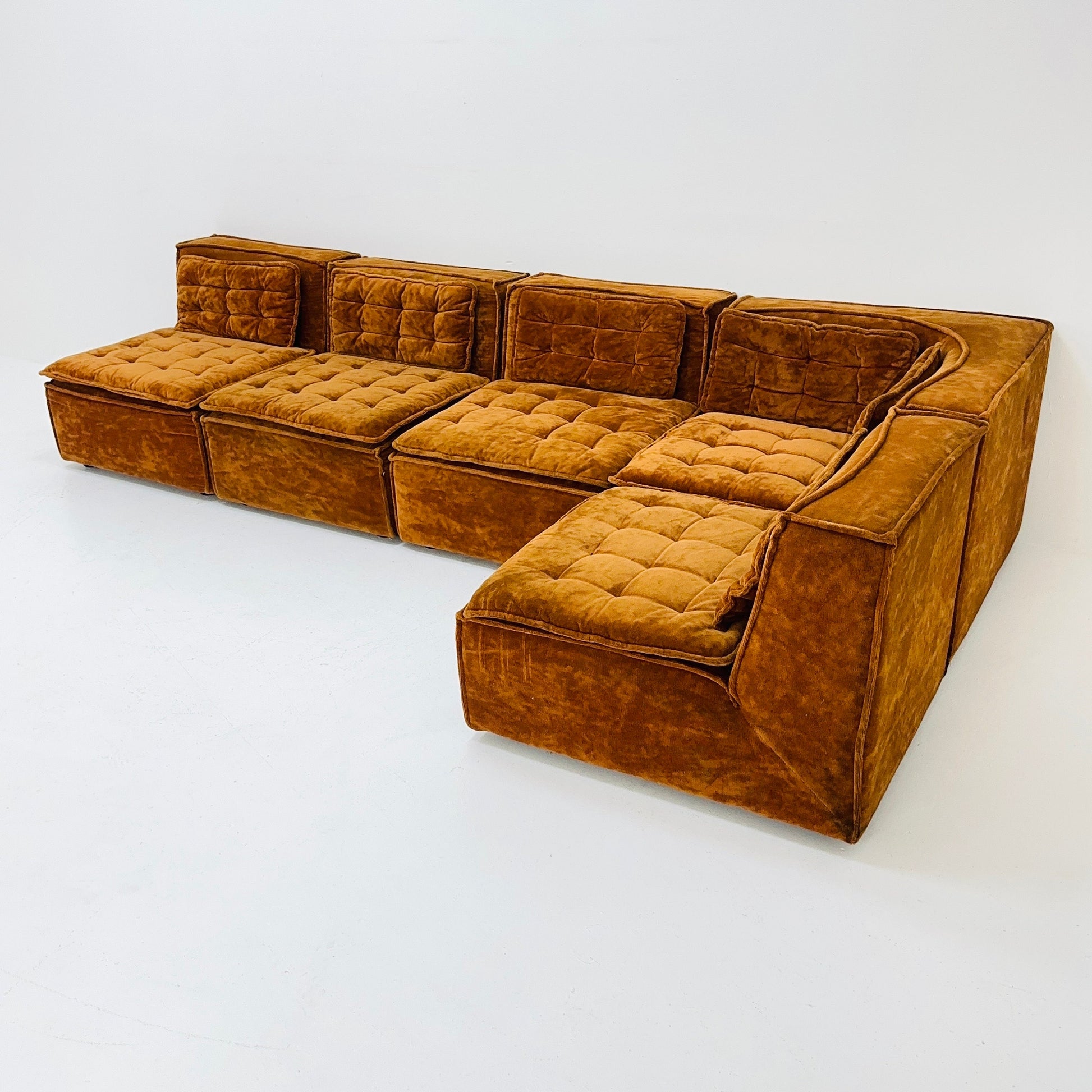 Italian mid century brown modular sofa/couch, 1970s, set of 5