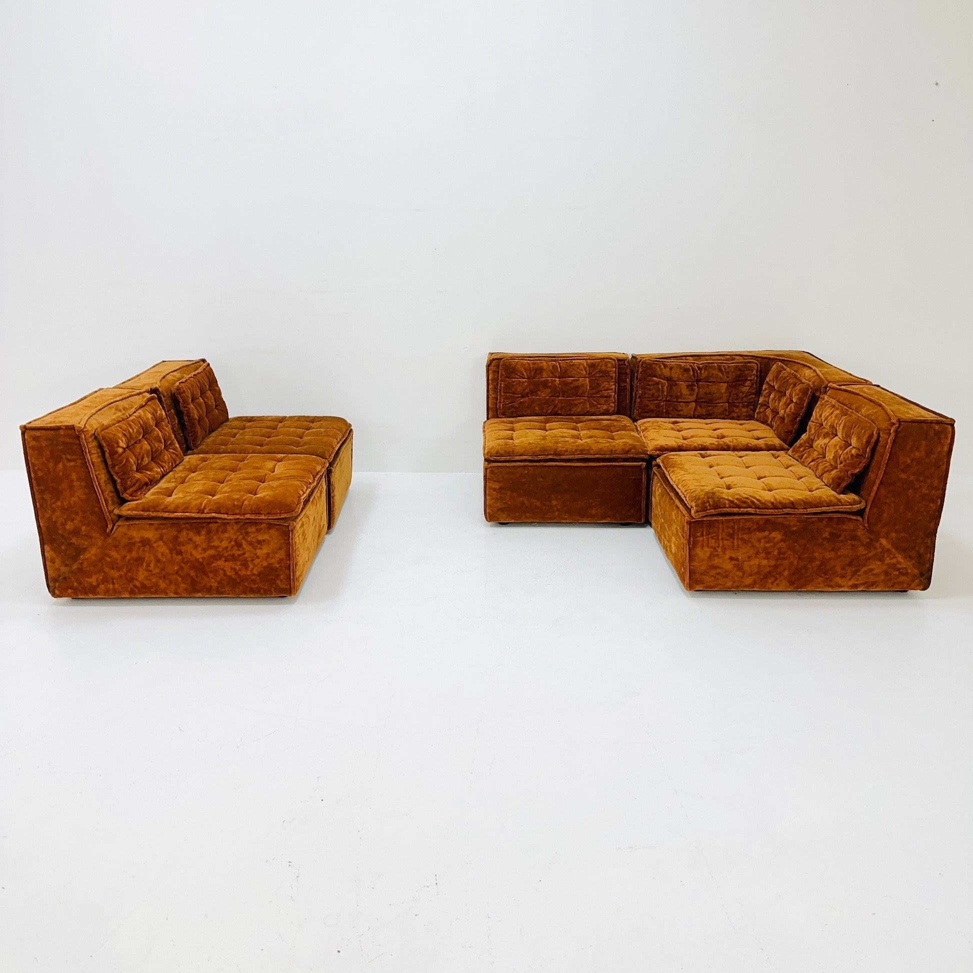 Italian mid century brown modular sofa/couch, 1970s, set of 5